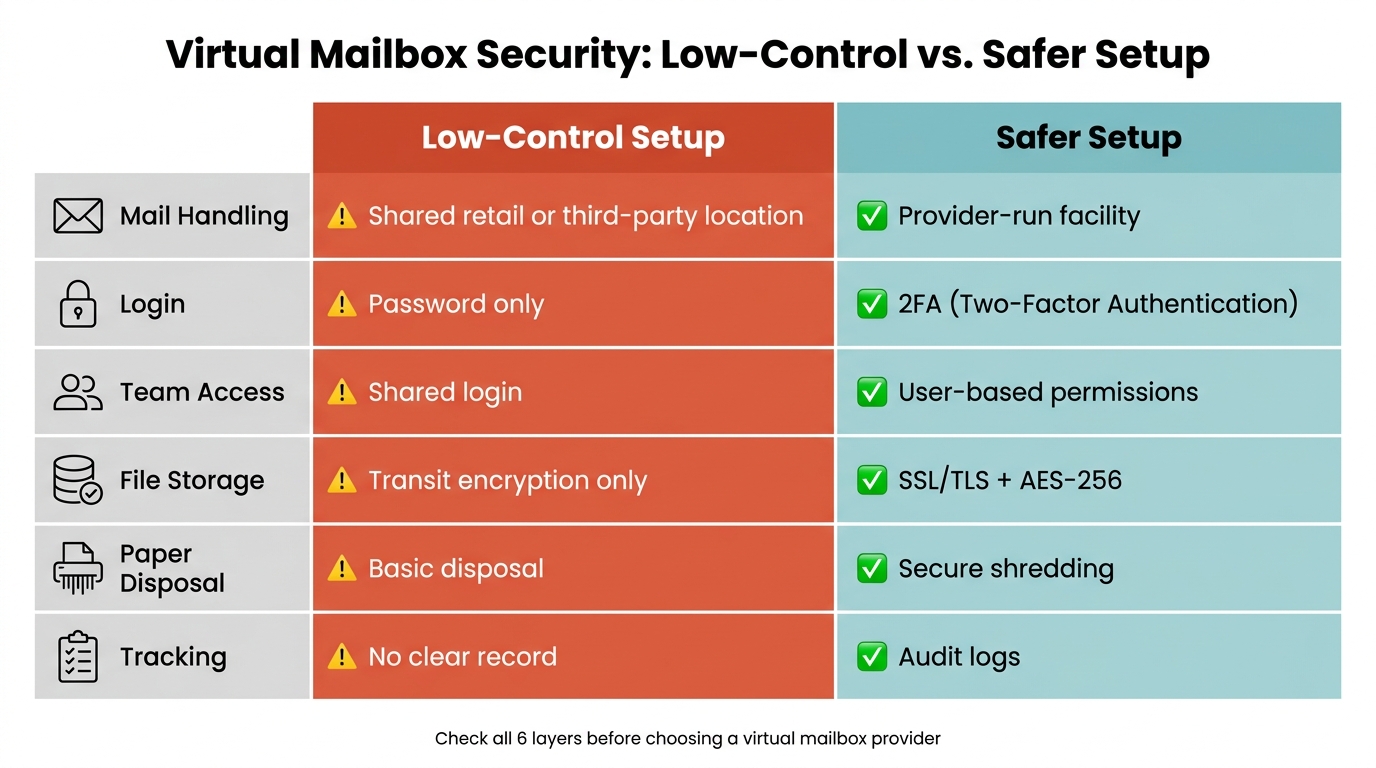Virtual Mailbox Security: Low-Control vs. Safer Setup