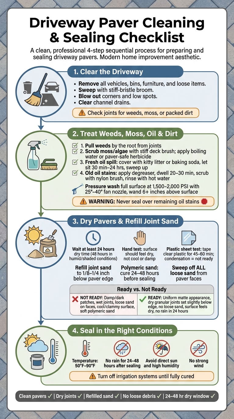 Driveway Paver Cleaning & Sealing: Step-by-Step Checklist