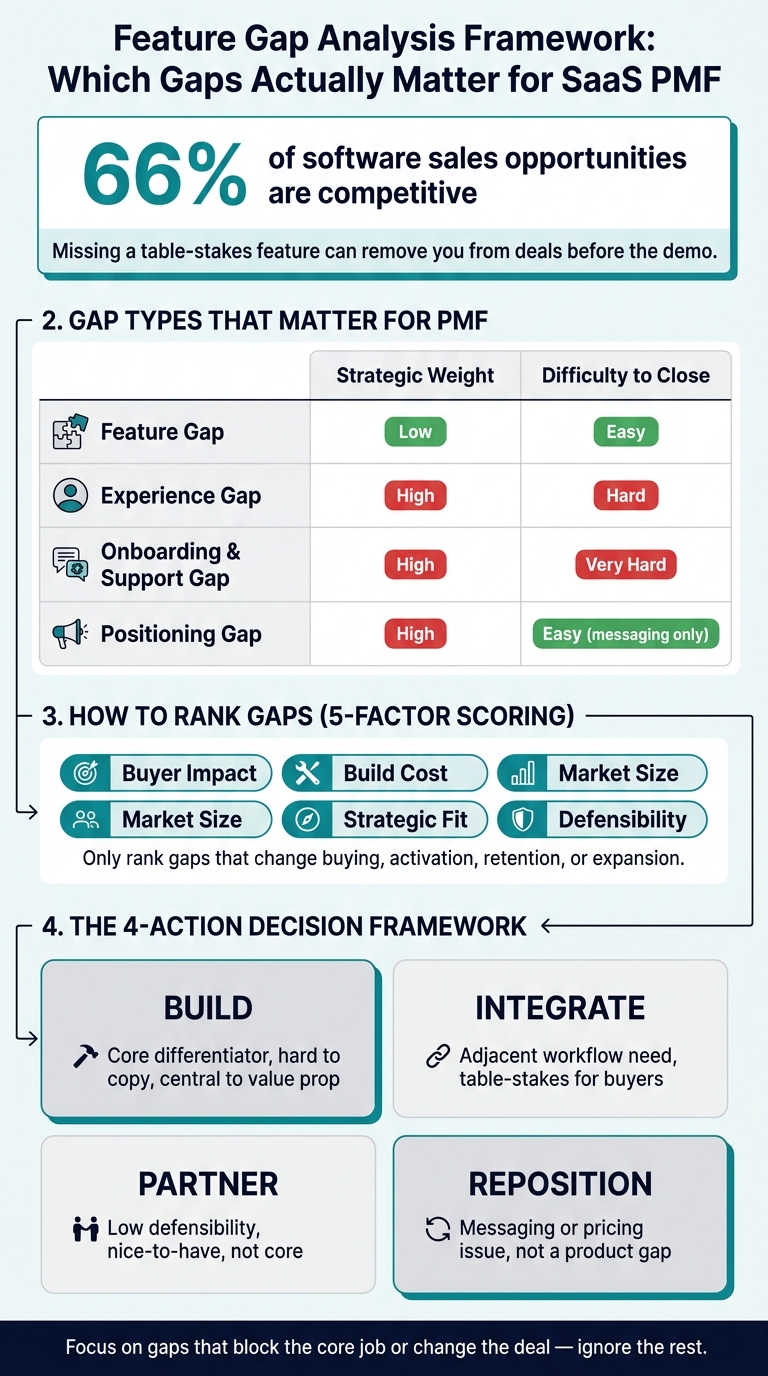 Feature Gap Analysis Framework: Which Gaps Actually Matter for SaaS PMF