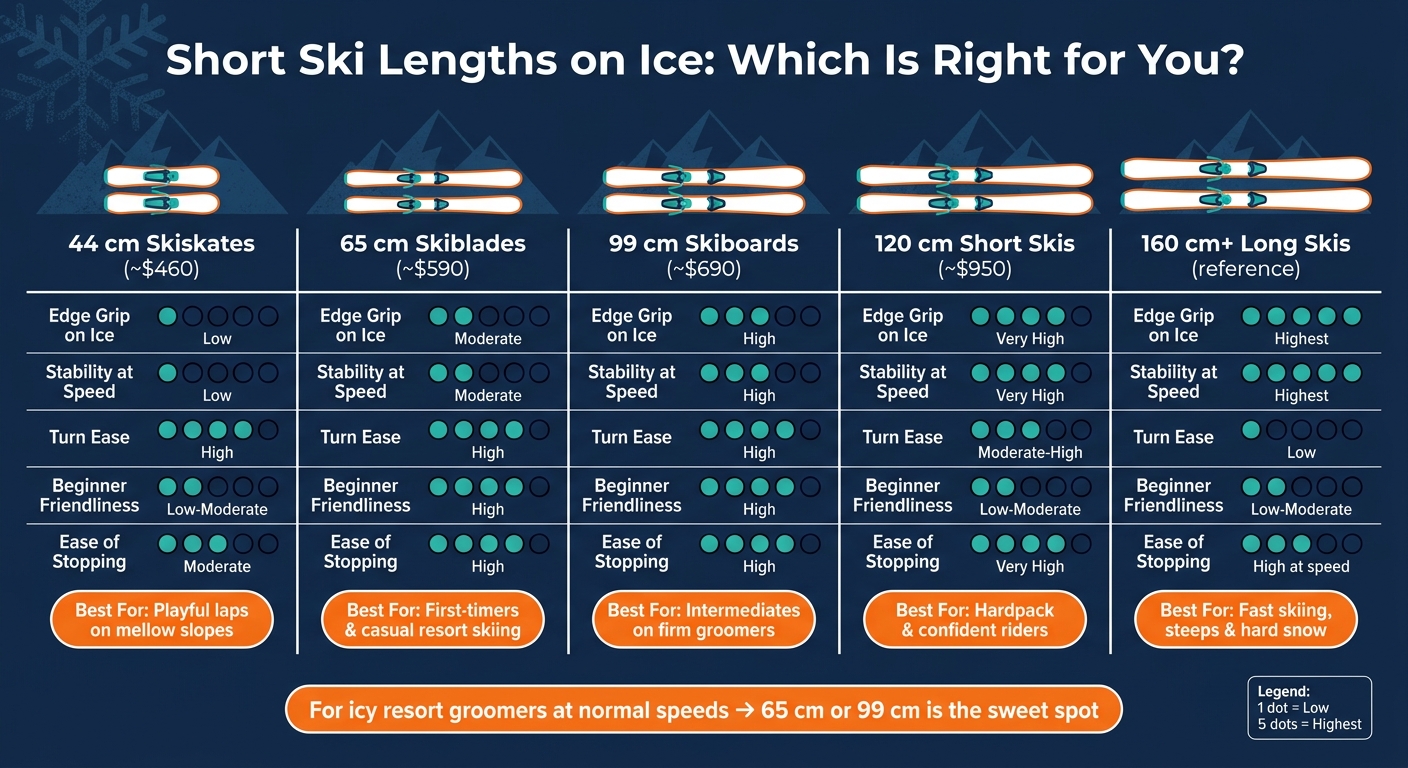 Short Ski Lengths on Ice: Grip, Stability & Best Use Comparison