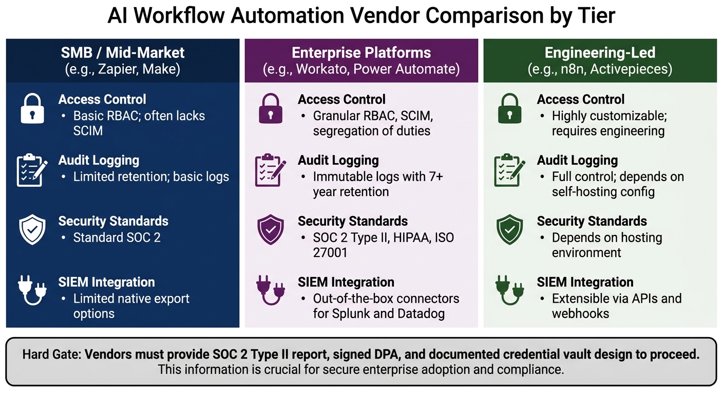AI Workflow Automation Vendor Comparison: SMB vs Enterprise vs Engineering-Led