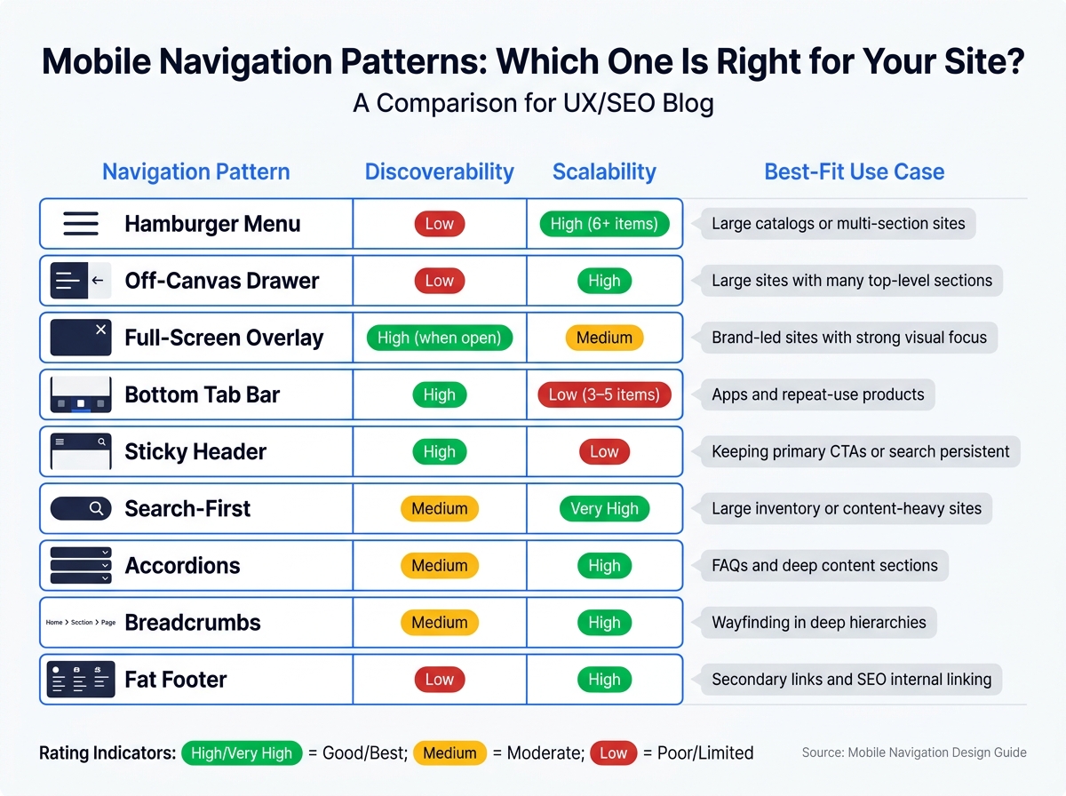 Mobile Navigation Patterns: Which One Is Right for Your Site?