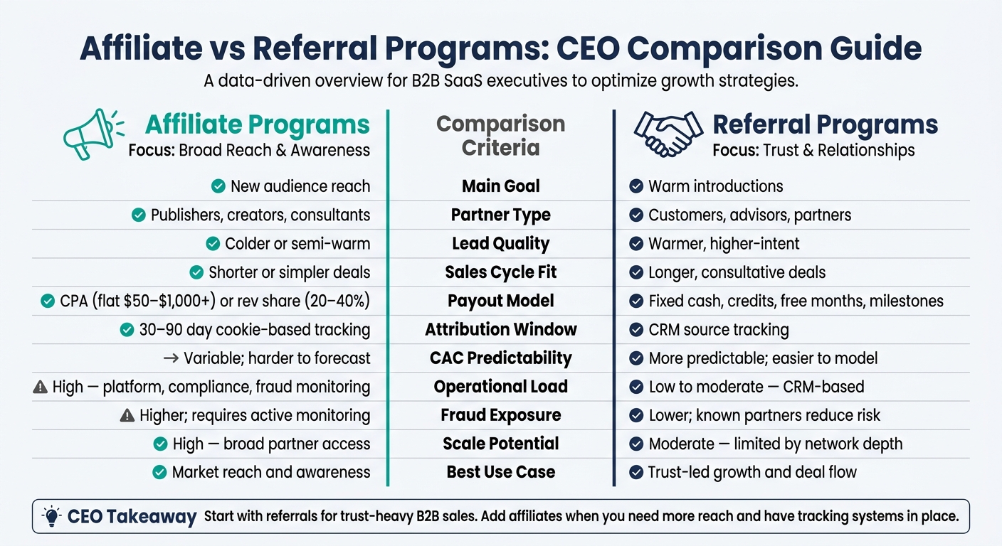 Affiliate vs Referral Programs: CEO Comparison Guide