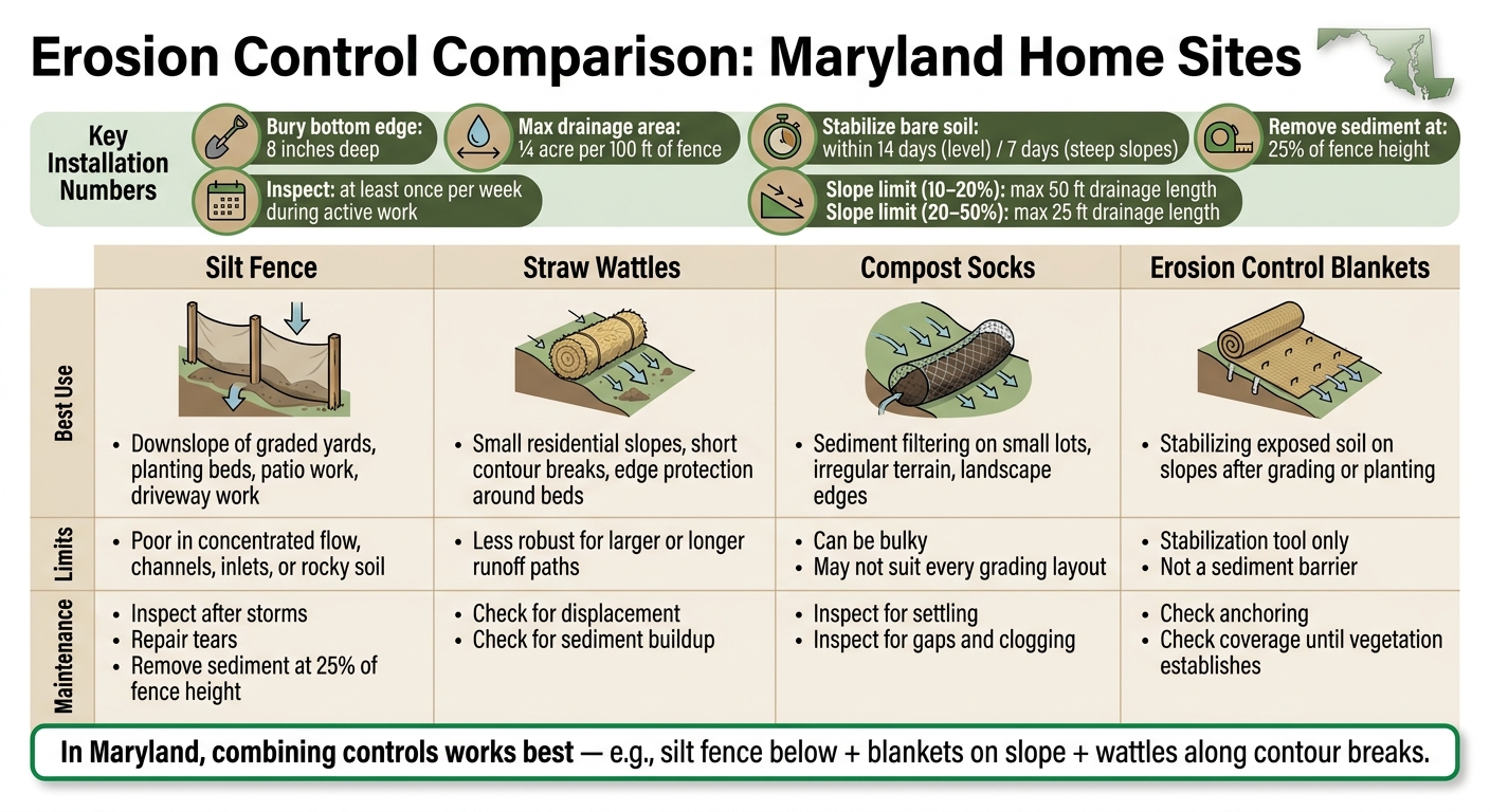 Silt Fence vs. Other Erosion Controls: Maryland Home Site Guide