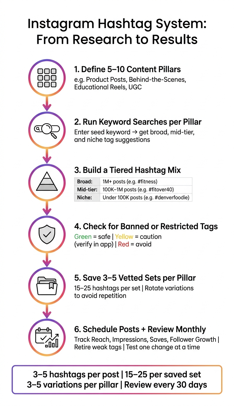Instagram Hashtag System: Research to Schedule Workflow