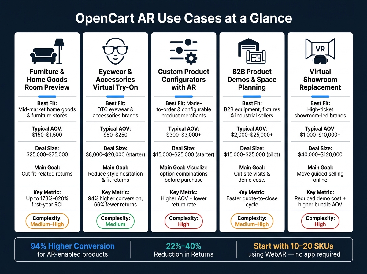OpenCart AR Use Cases: Deal Sizes, Best Fits & Key Metrics