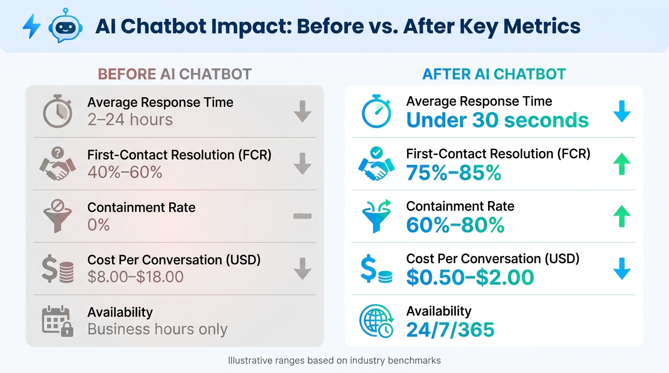 AI Chatbot Impact: Before vs. After Key Metrics