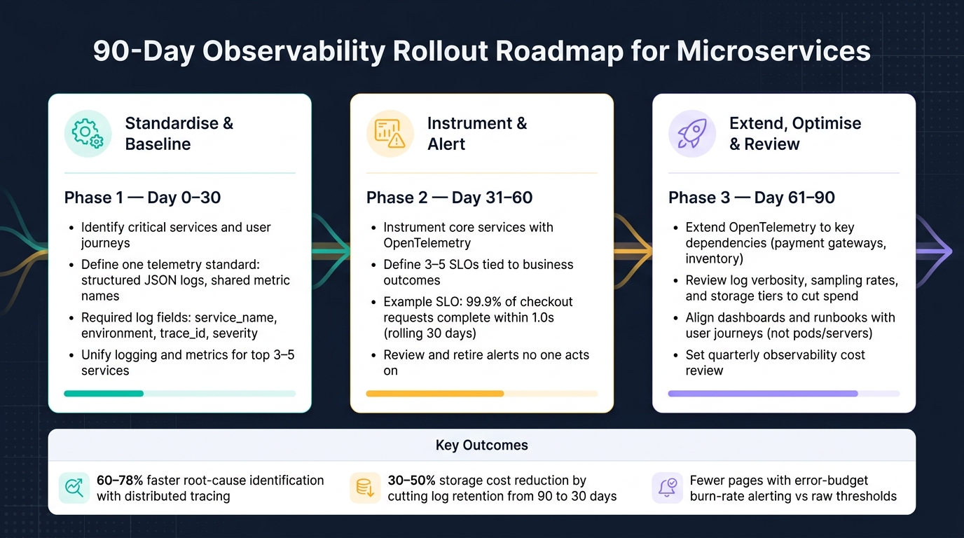 90-Day Observability Rollout Roadmap for Microservices