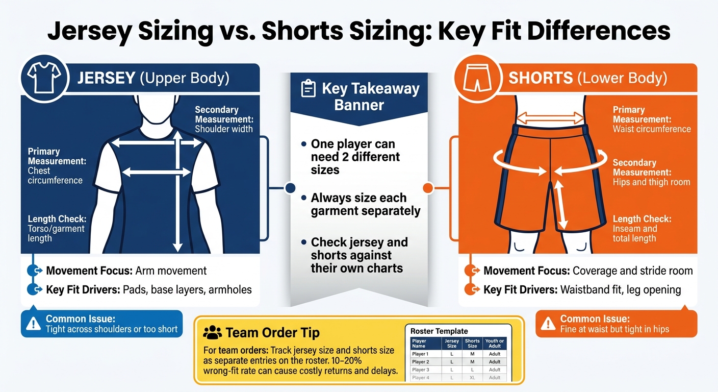 Jersey Sizing vs. Shorts Sizing: Key Fit Differences at a Glance