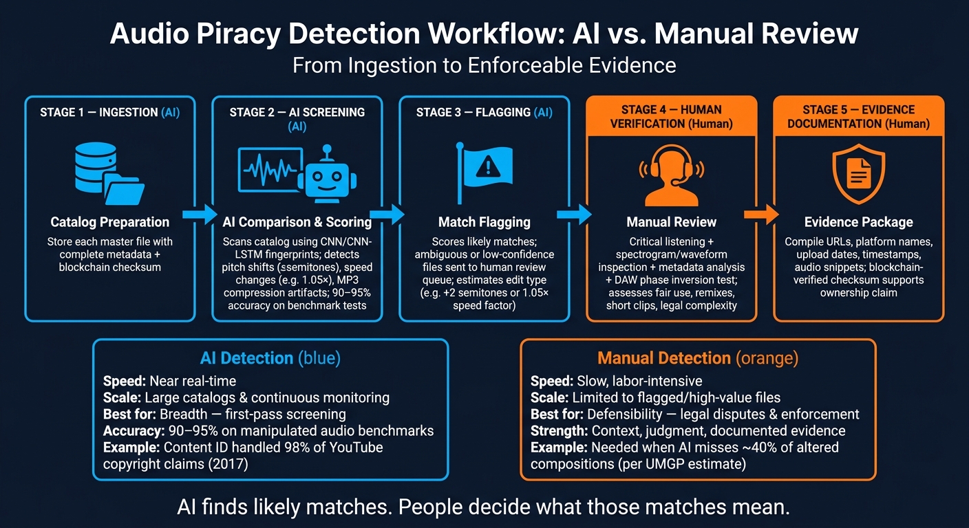 Audio Piracy Detection Workflow: AI + Human Review