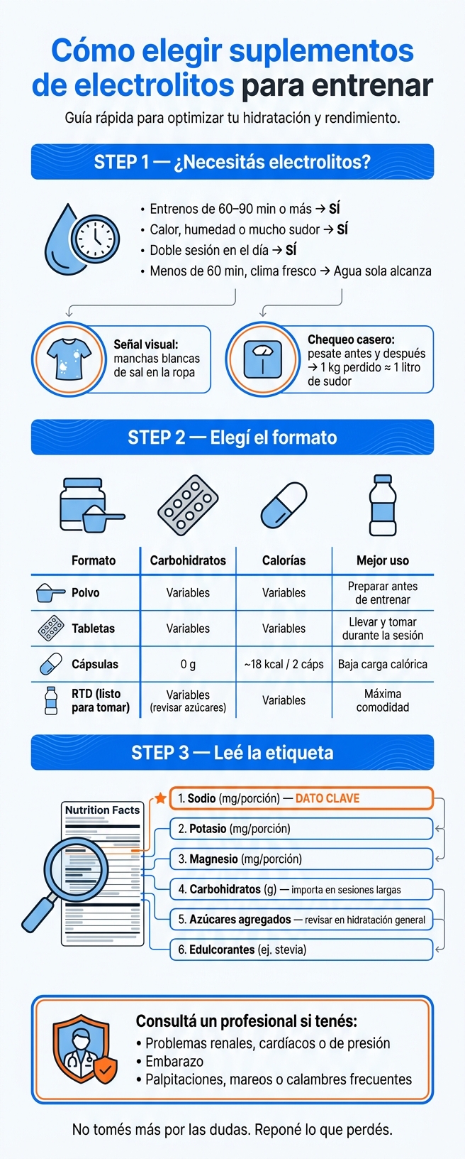 Cómo elegir suplementos de electrolitos: guía paso a paso