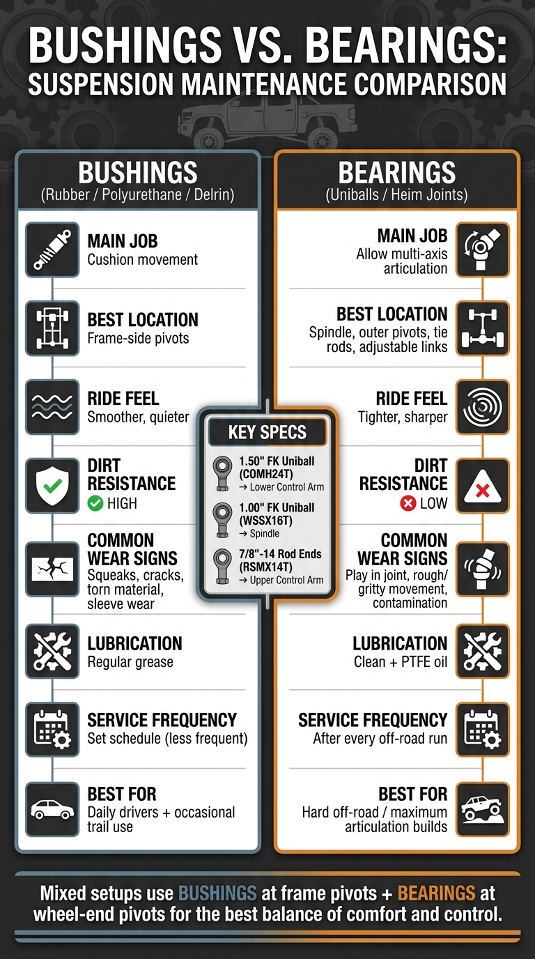 Bushings vs. Bearings: Suspension Maintenance Comparison