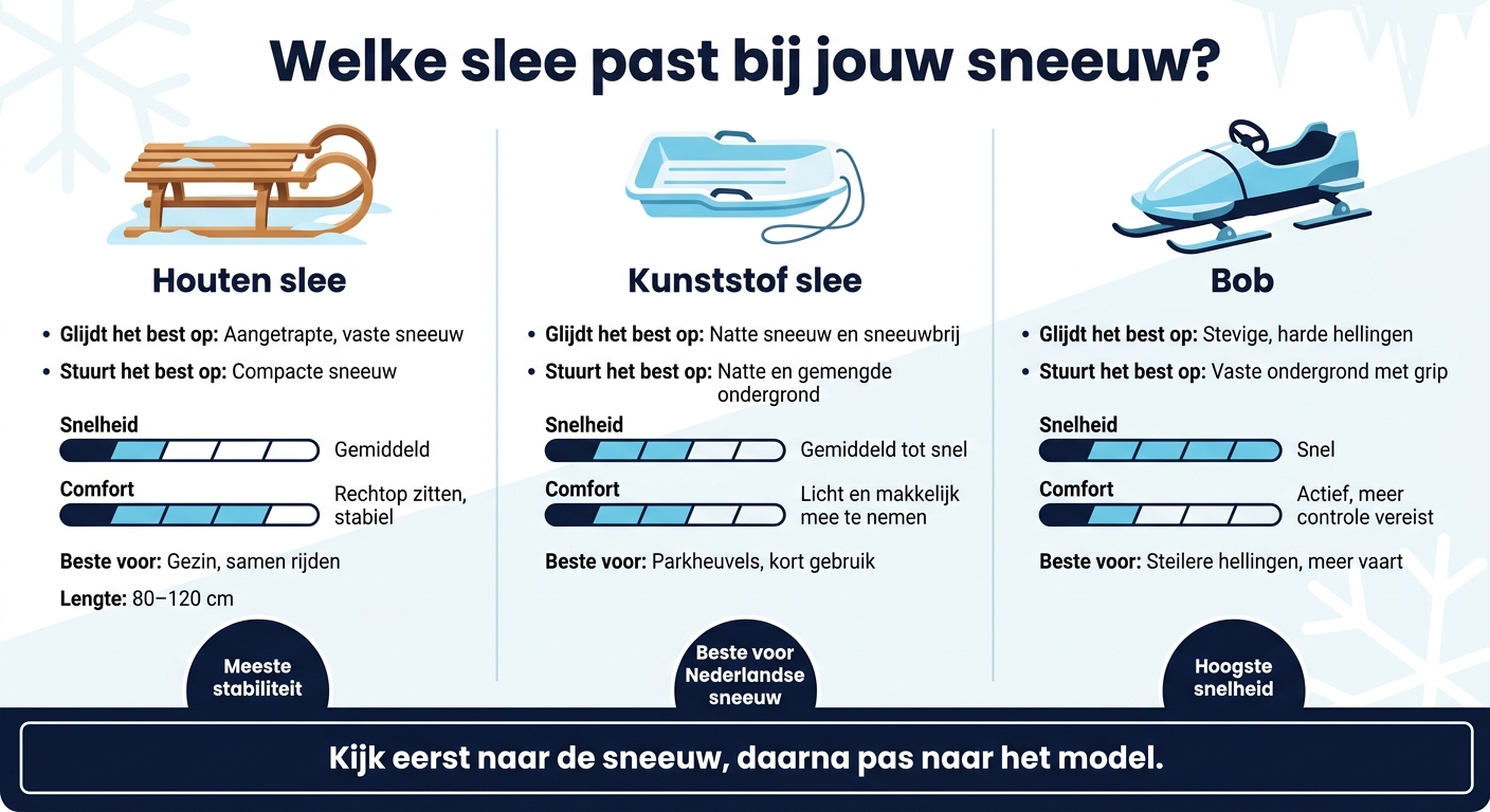 Welke slee past bij jouw sneeuw? Hout vs. Kunststof vs. Bob