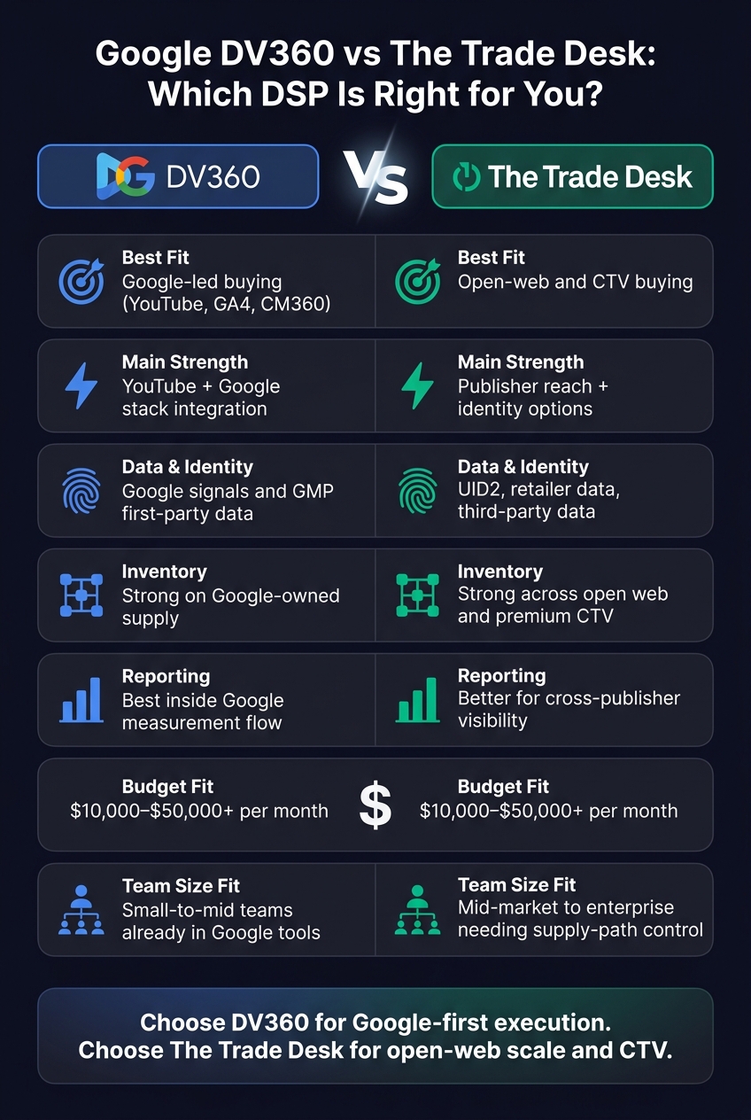 Google DV360 vs The Trade Desk: DSP Comparison Chart