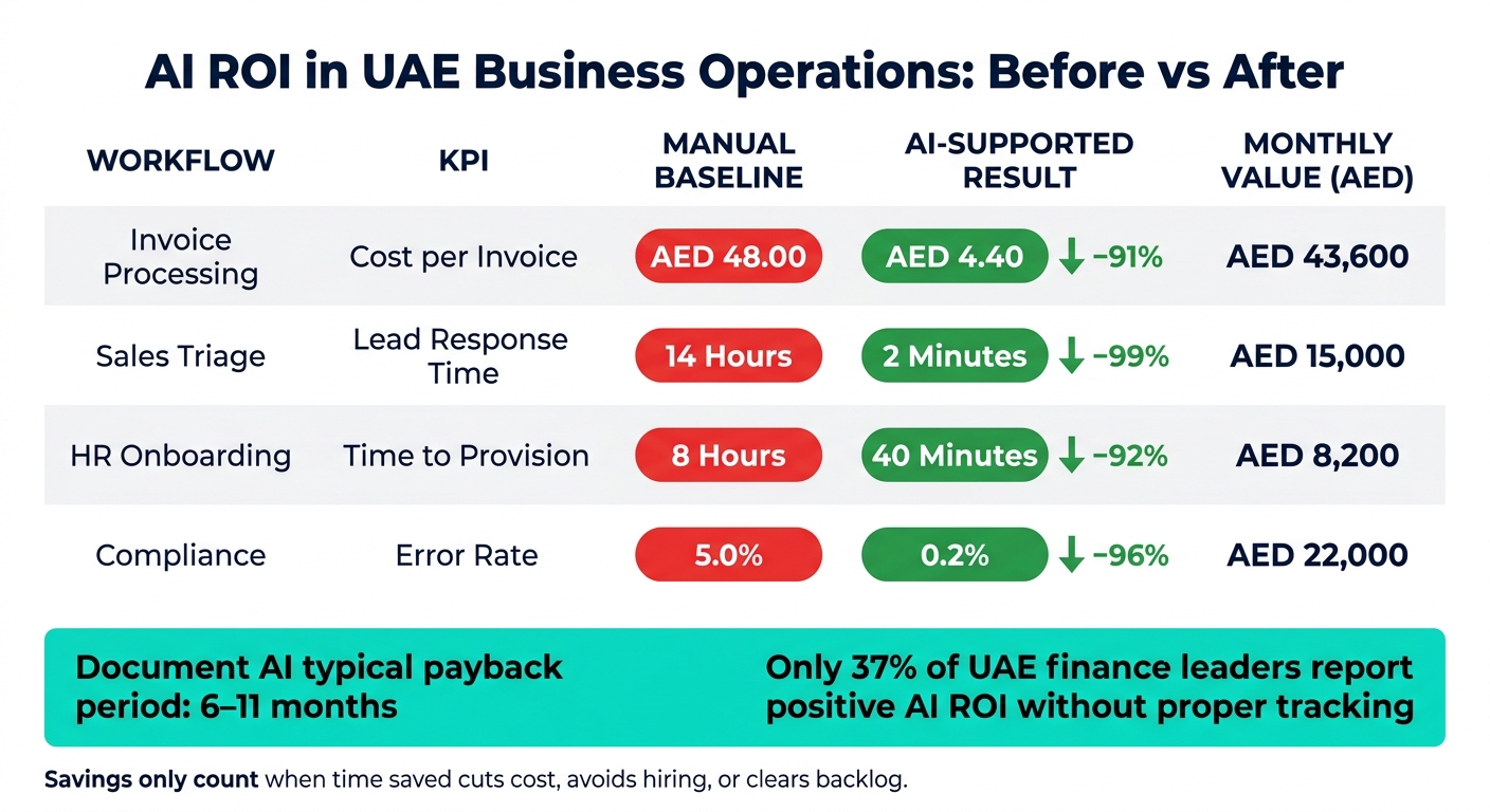 AI ROI in UAE Business Operations: Before vs After Key Metrics