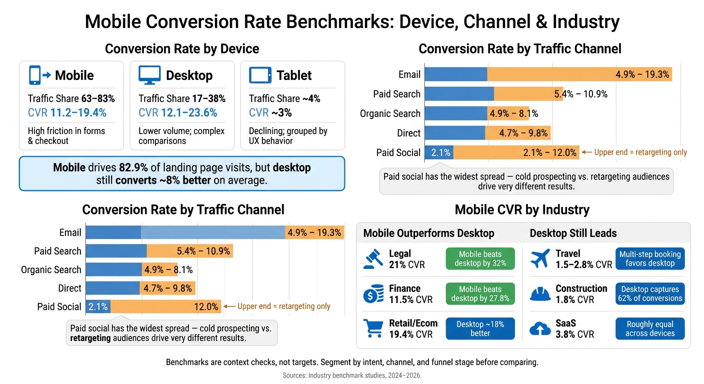 Mobile Conversion Rate Benchmarks: Device, Channel & Industry at a Glance