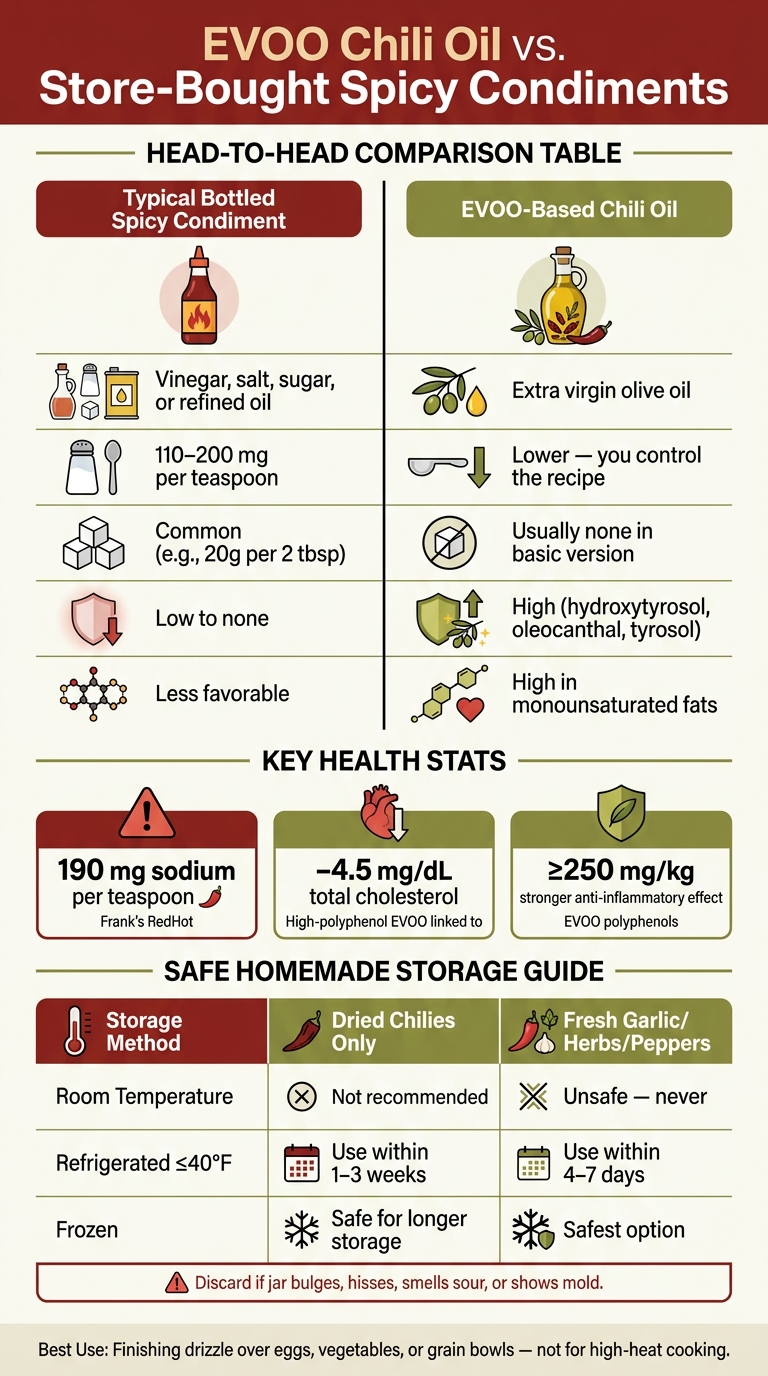 EVOO Chili Oil vs. Store-Bought Spicy Condiments: Nutrition & Safety Guide
