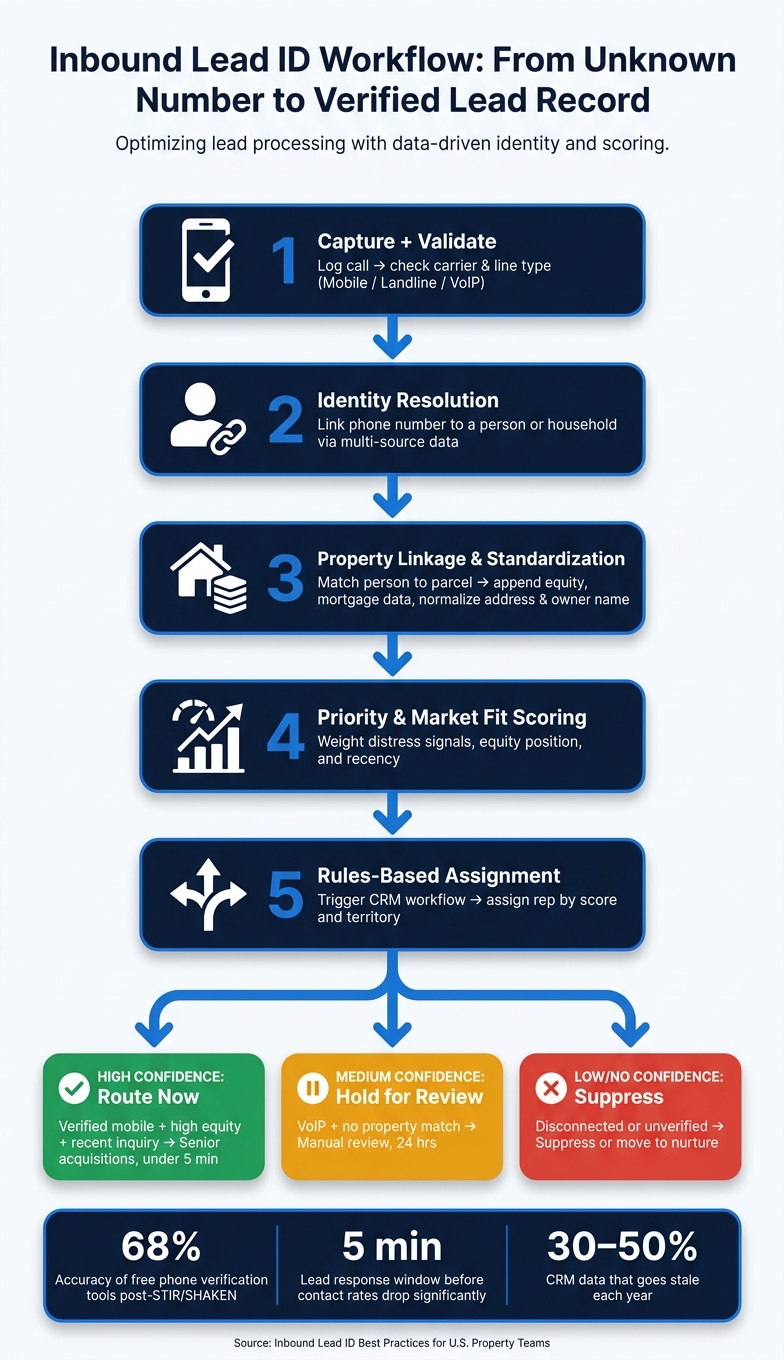 Inbound Lead ID Workflow: From Unknown Number to Verified Lead Record