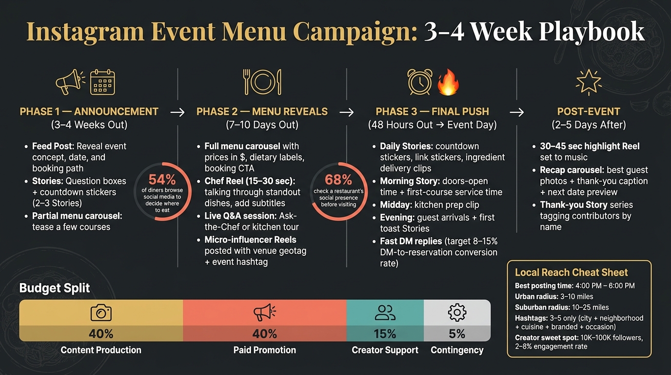 Instagram Event Menu Campaign: 3–4 Week Content Timeline