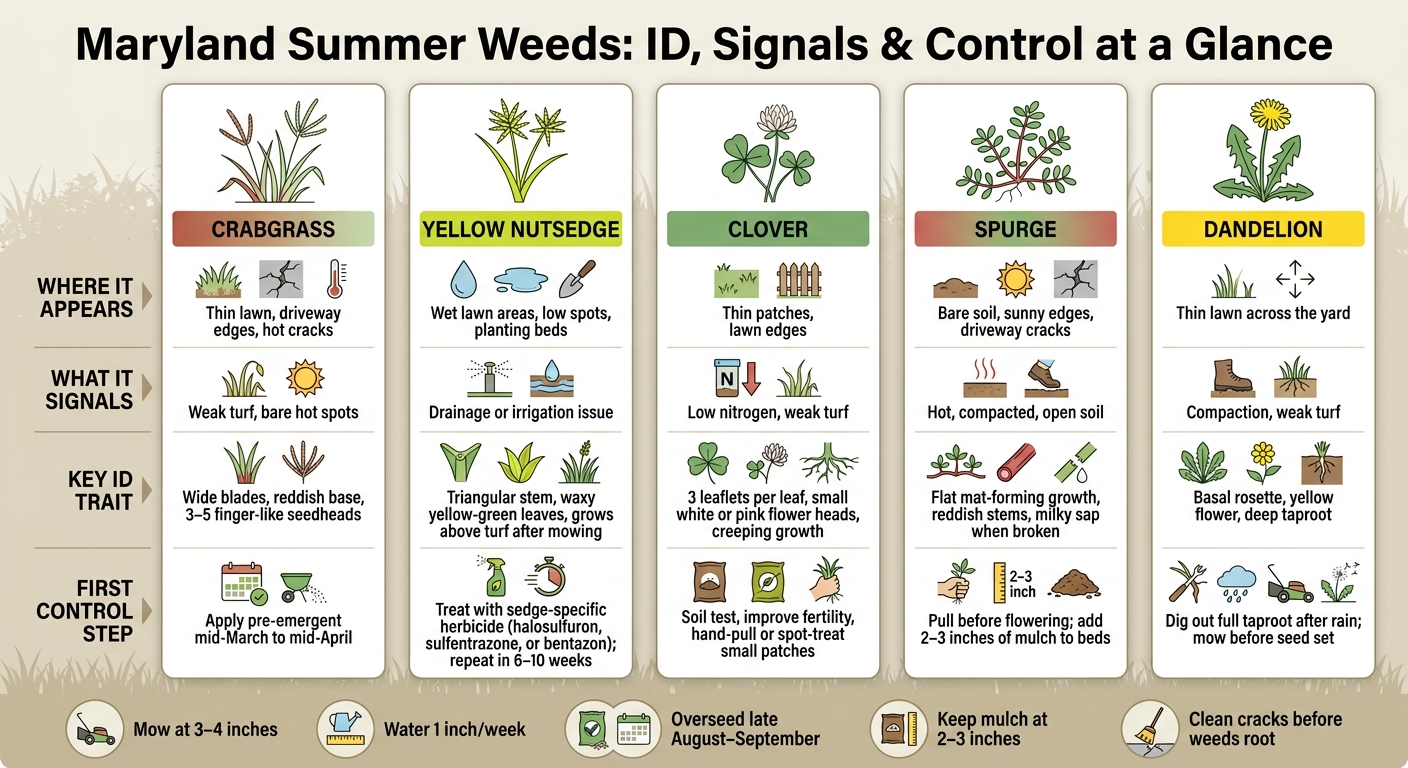 Maryland Summer Weeds: ID, Signals & Control at a Glance