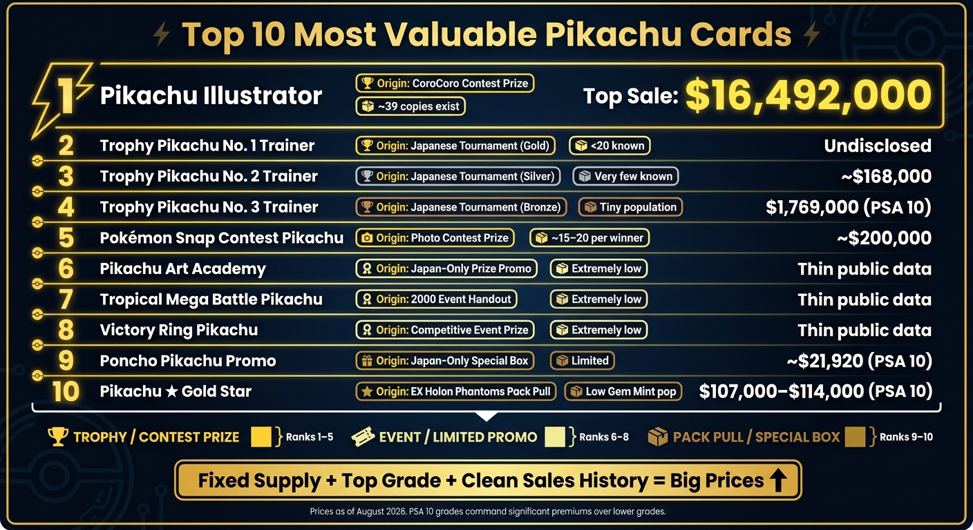 Top 10 Most Valuable Pikachu Cards: Prices, Rarity & Origins