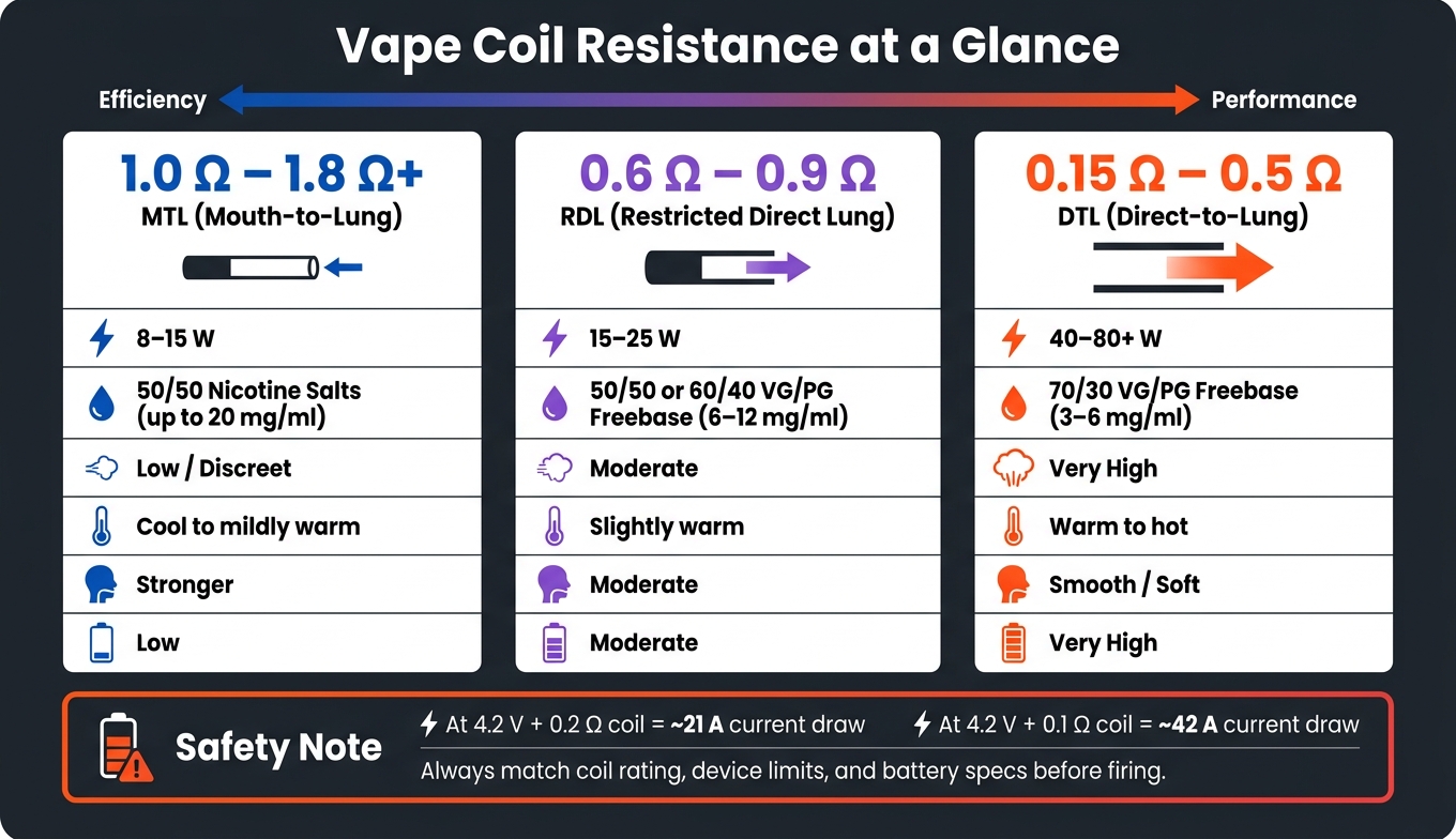 Coil Resistance And Its Impact On Vaping 2 Vape coil resistance guide: mtl vs rdl vs dtl comparison