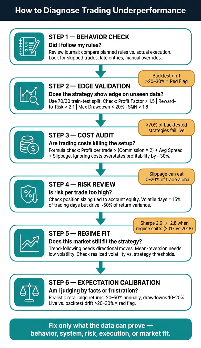 Trading Underperformance Diagnostic: Step-by-Step Root Cause Framework