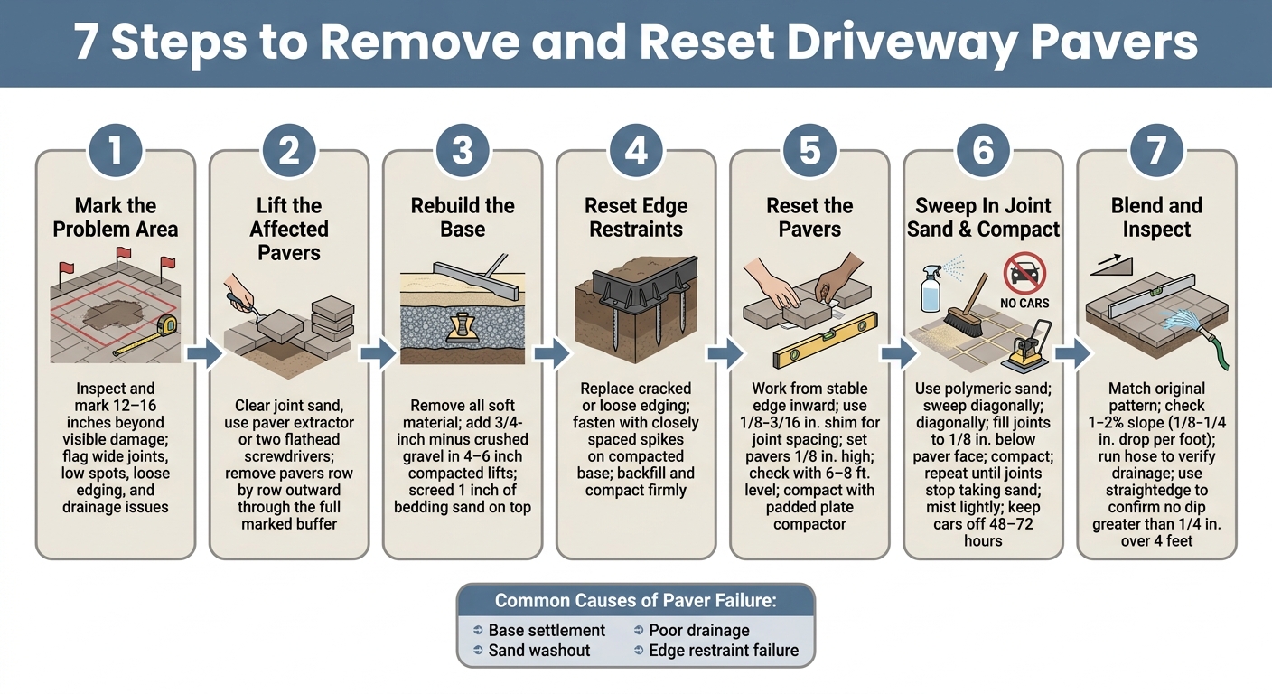 7 Steps to Remove and Reset Driveway Pavers