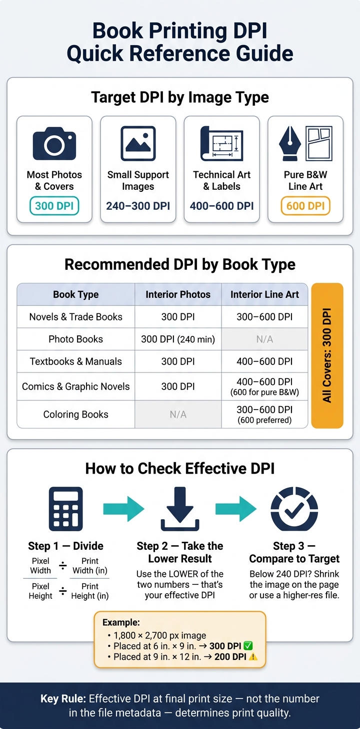 Book Printing DPI Guide: Requirements by Image Type & Book Format