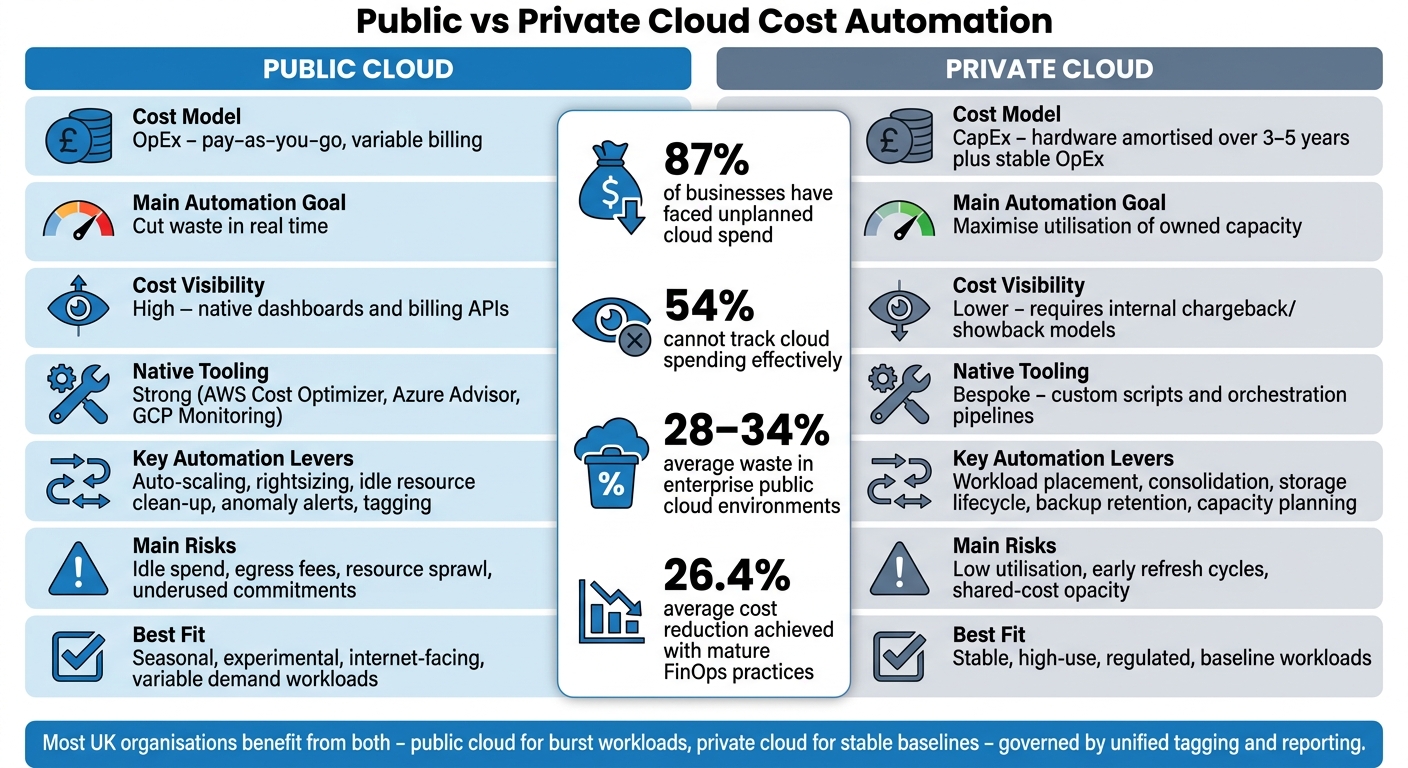 Public vs Private Cloud Cost Automation: Key Differences at a Glance