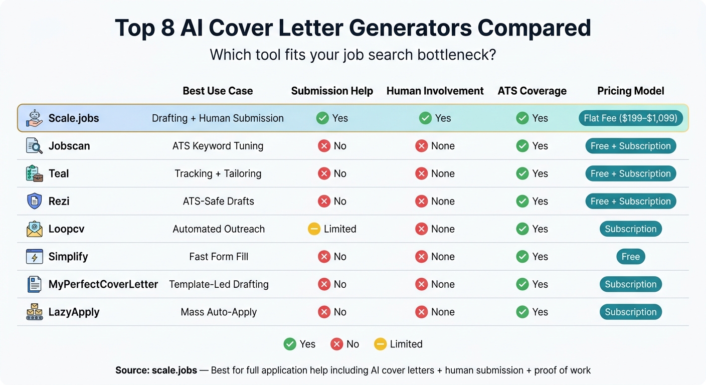 Top 8 AI Cover Letter Generators Compared: Features, Pricing & Best Use Cases
