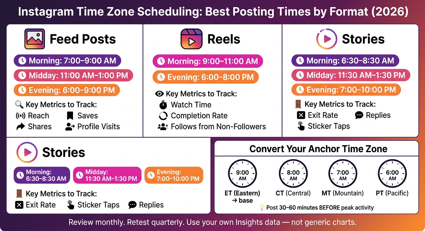 Instagram Posting Times by Format & Time Zone (2026)