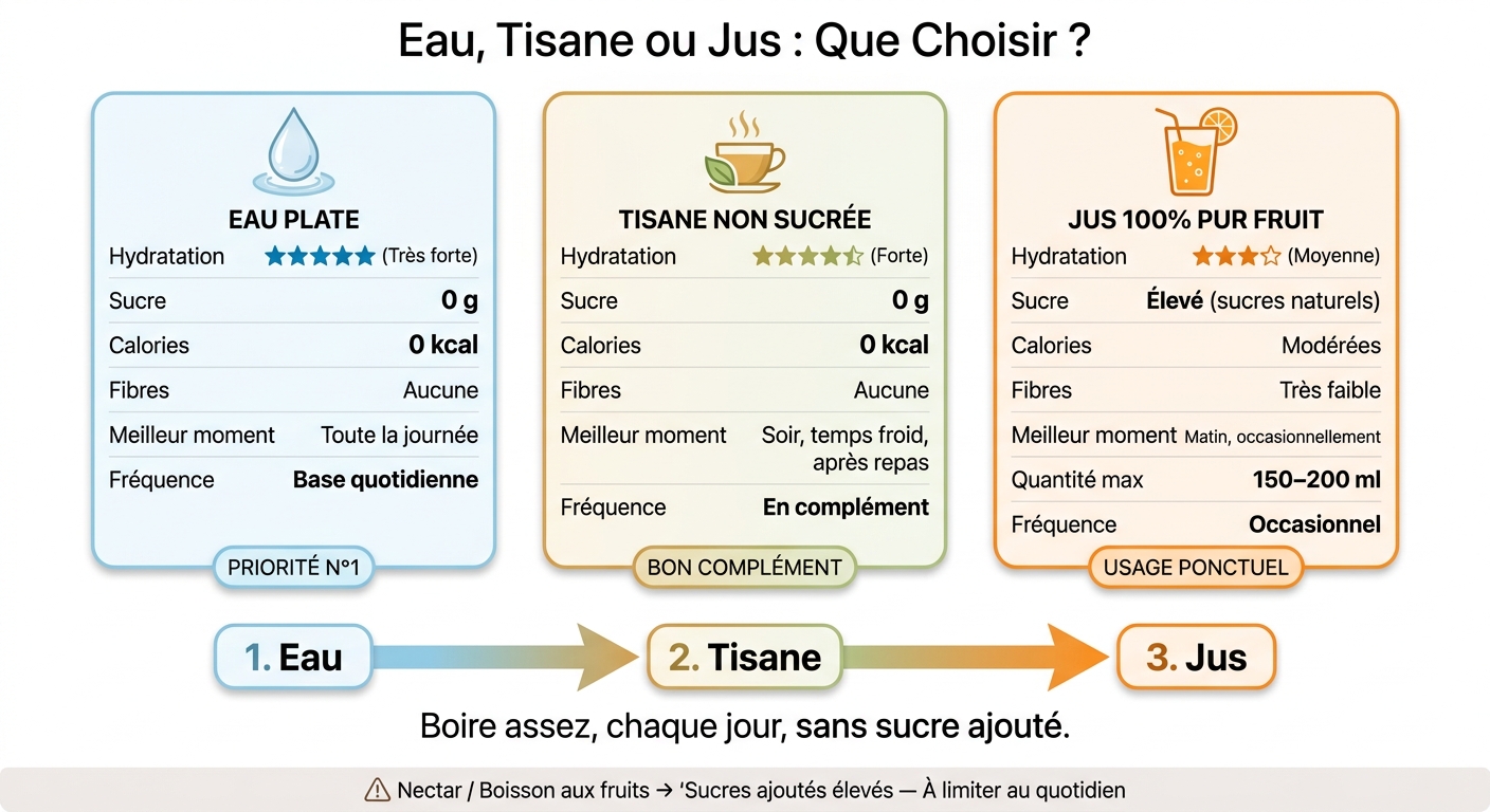 Eau, Tisane ou Jus : Comparatif pour l'Immunité et l'Hydratation