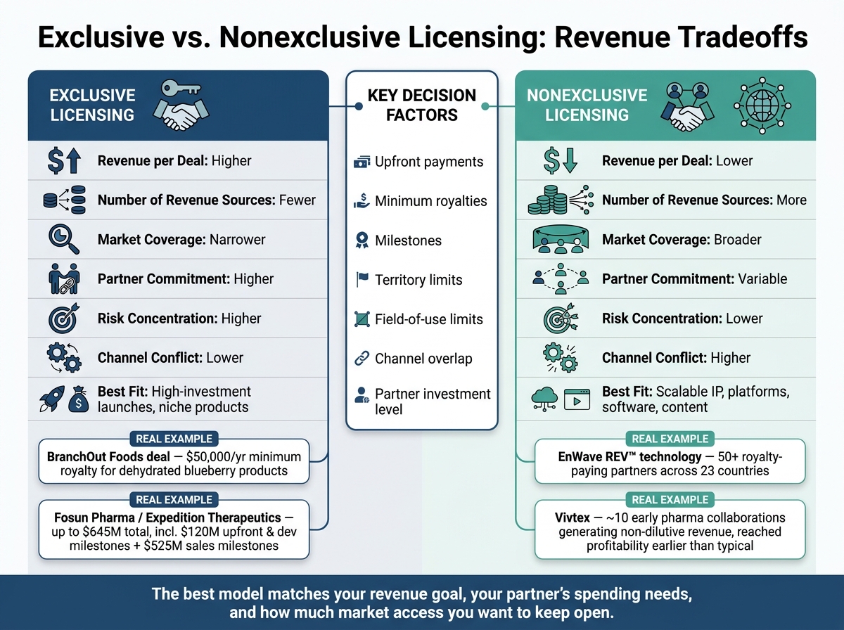 Exclusive vs Nonexclusive Licensing: Revenue Tradeoffs at a Glance