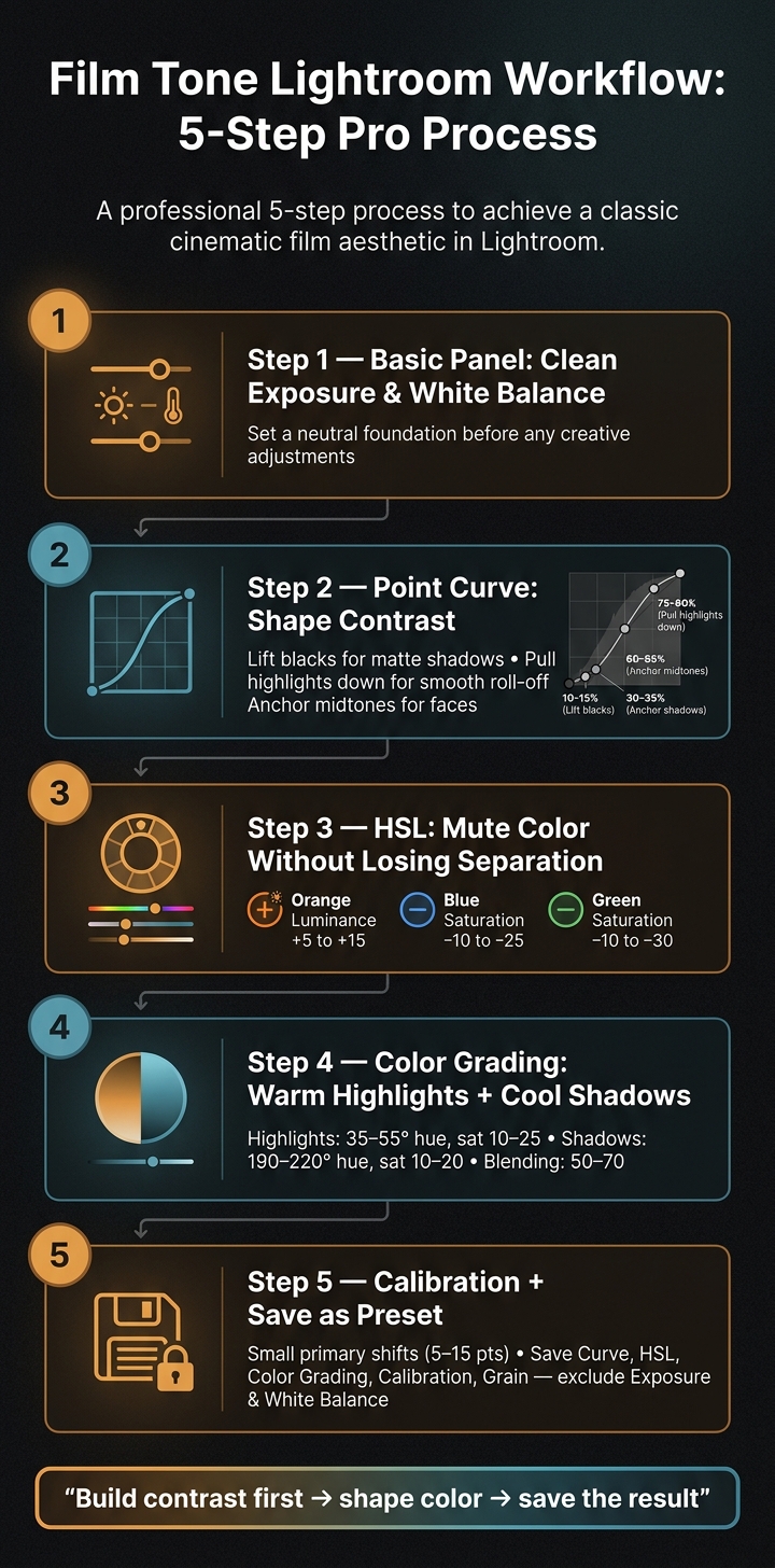 Film Tone Lightroom Workflow: 5-Step Pro Process