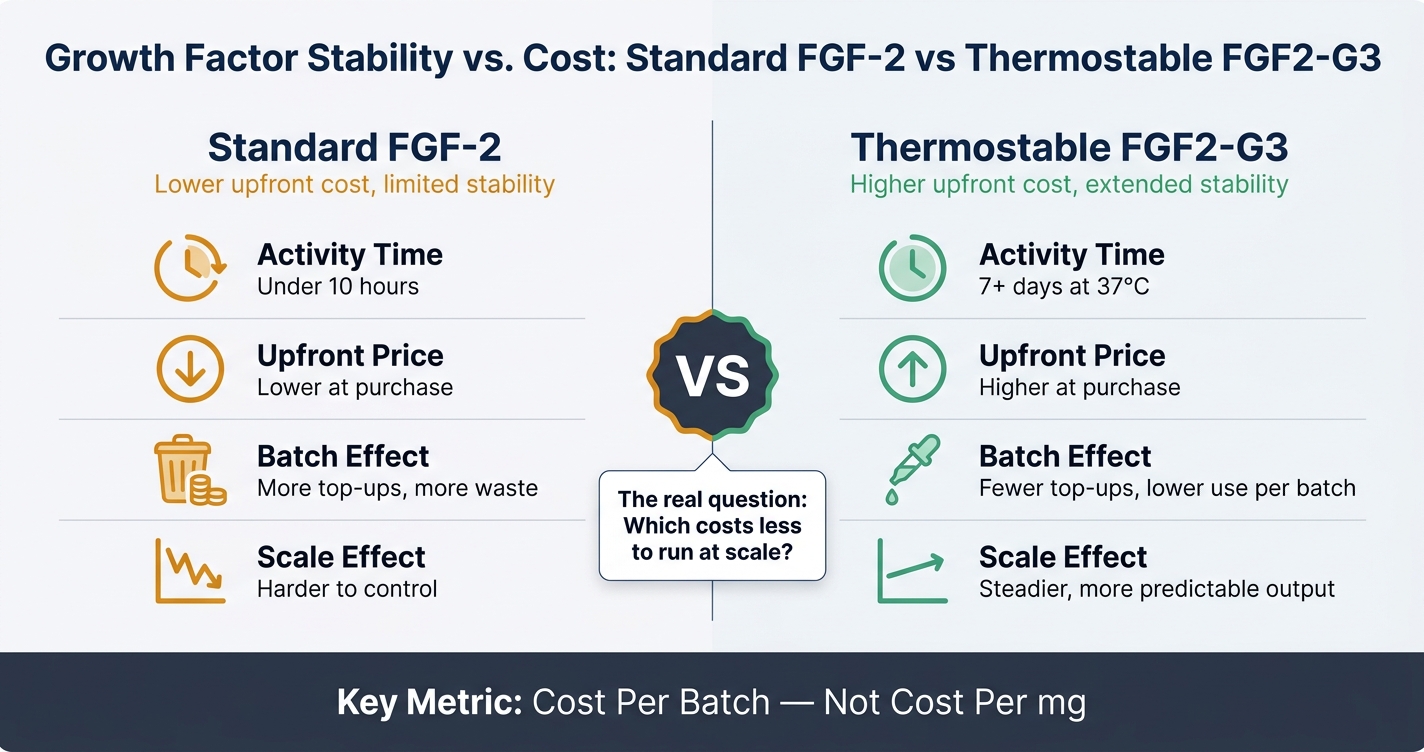 Growth Factor Stability vs. Cost: FGF-2 vs FGF2-G3 Compared