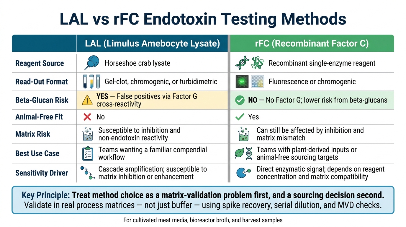 LAL vs rFC Endotoxin Testing: Method Comparison for Cultivated Meat