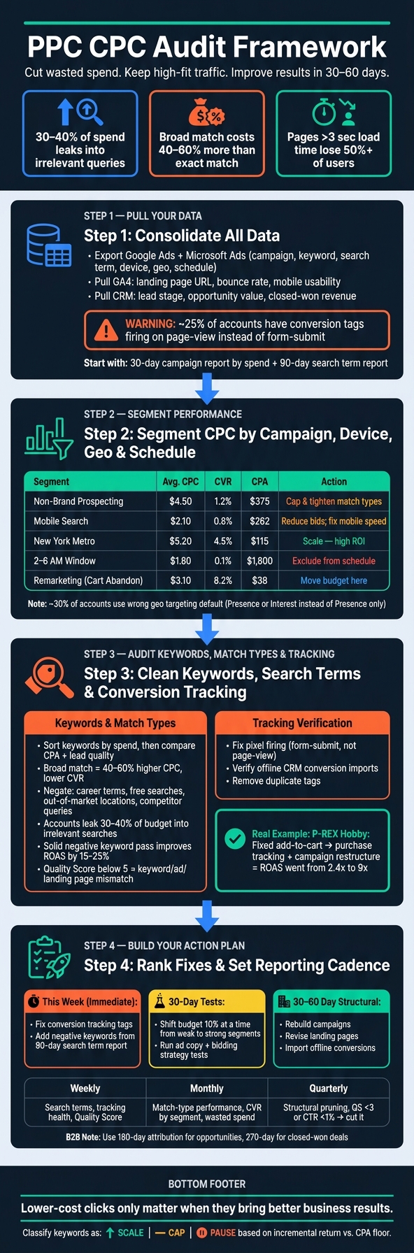 PPC CPC Audit Framework: 4-Step Process to Cut Waste & Improve ROI