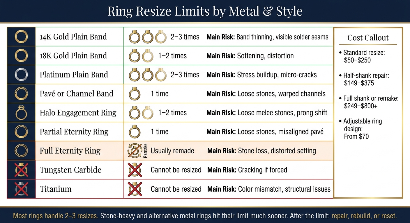 Ring Resize Limits by Metal & Style: How Many Times Can You Resize a Ring?