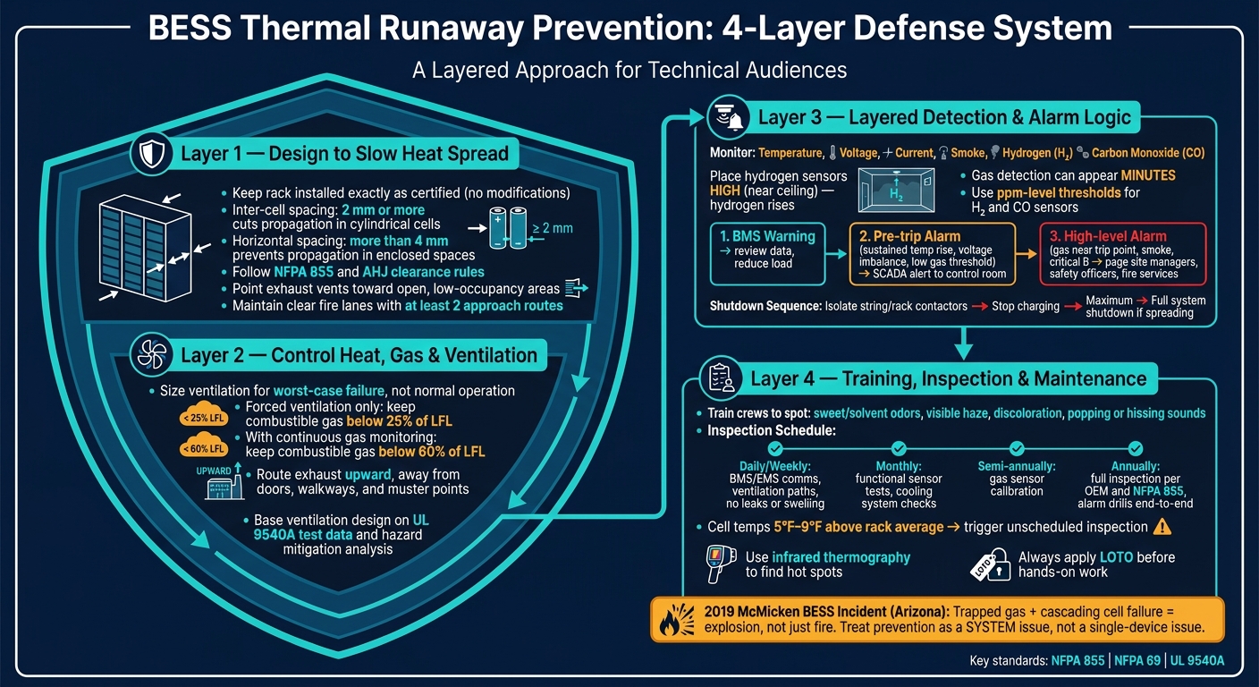 BESS Thermal Runaway Prevention: 4-Layer Defense System