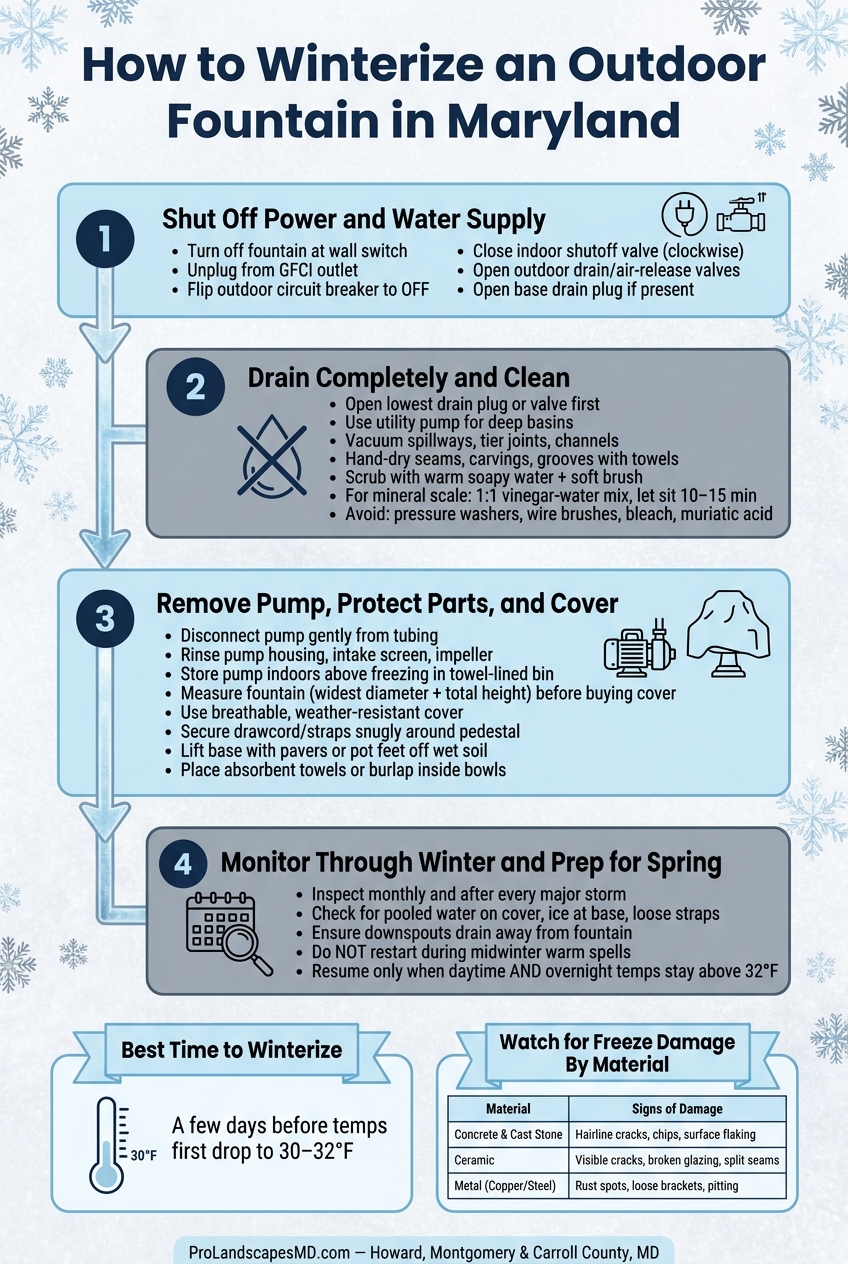 How to Winterize an Outdoor Fountain: 4-Step Checklist