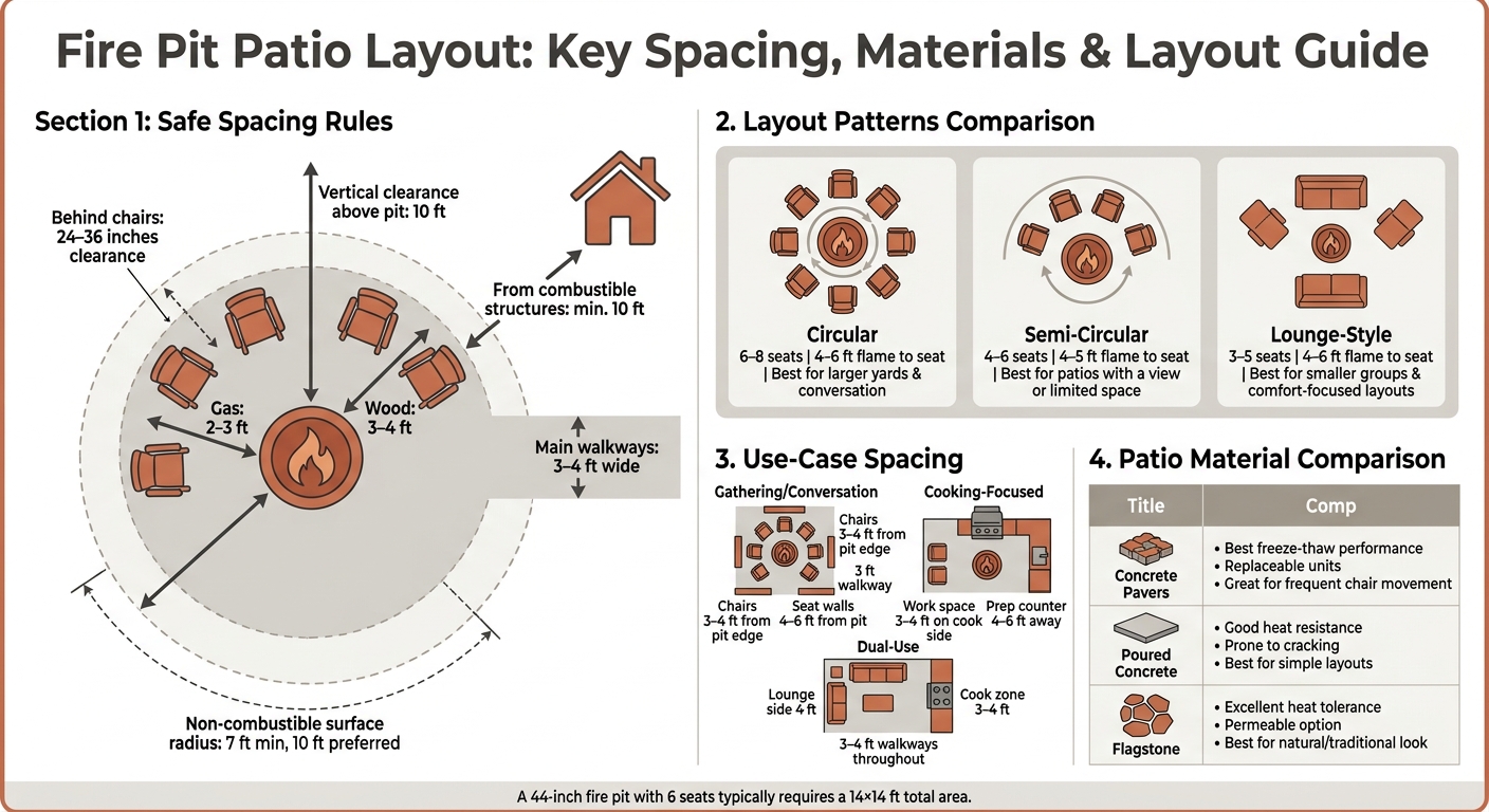 Fire Pit Patio Layout: Spacing, Materials & Layout Guide