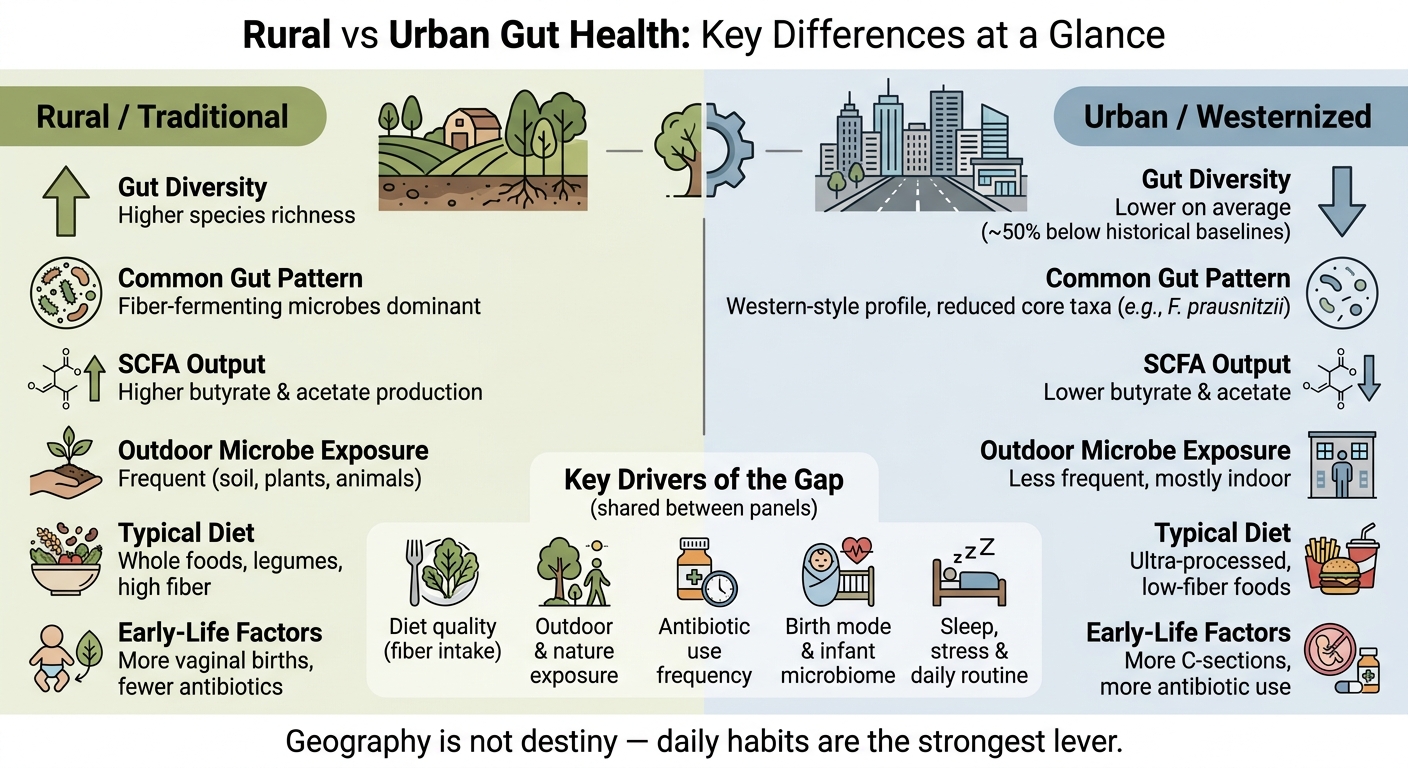 Rural vs Urban Gut Health: Key Differences at a Glance
