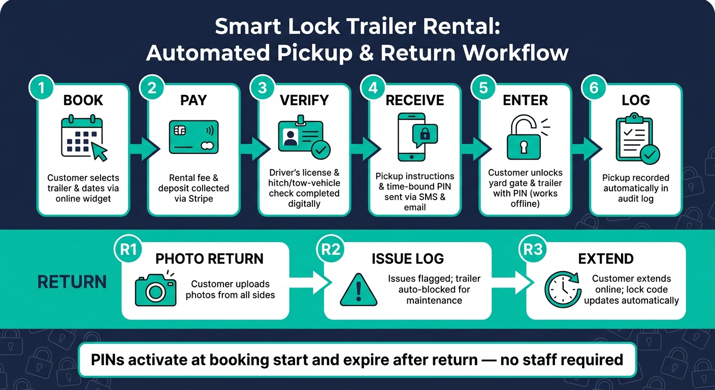 Smart Lock Trailer Rental: Automated Pickup & Return Workflow