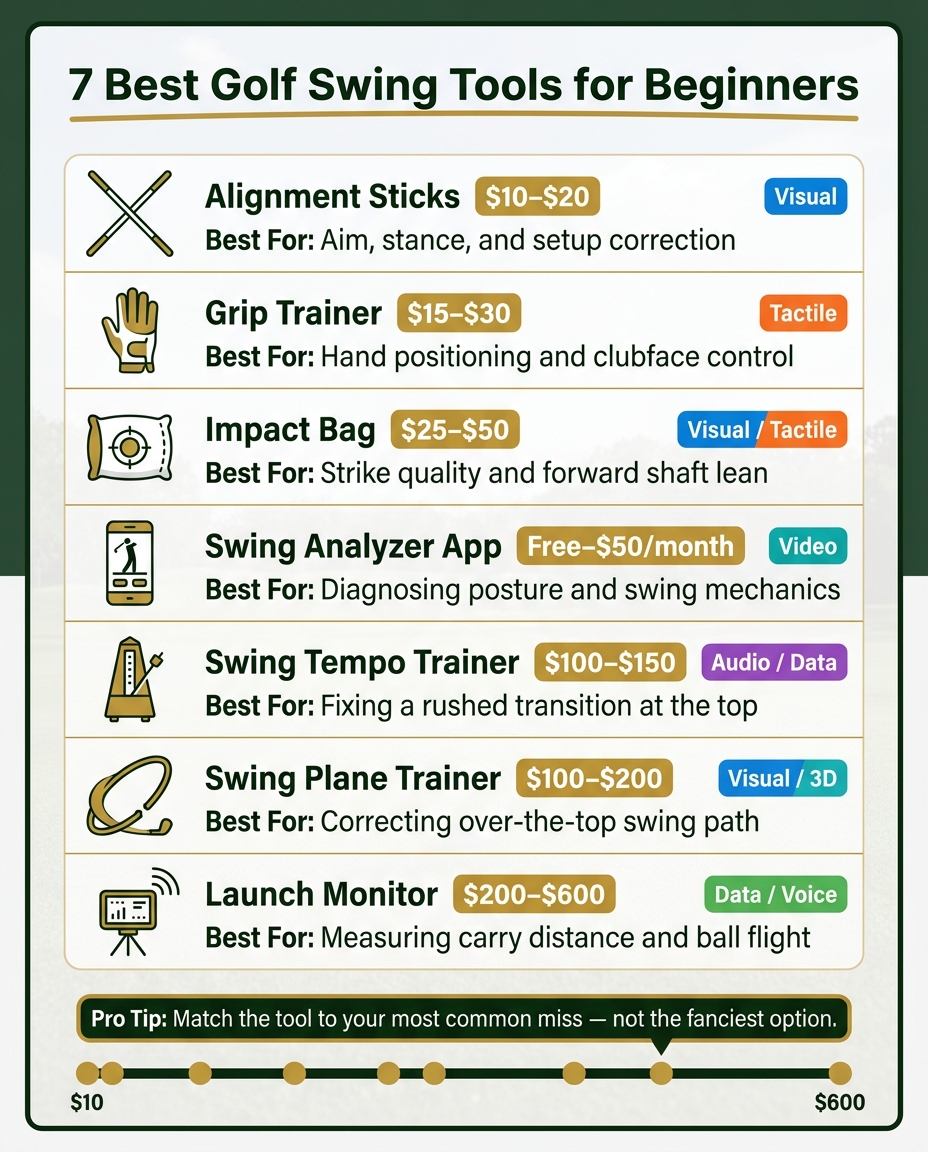 7 Best Golf Swing Tools for Beginners: Price, Feedback & Use Case