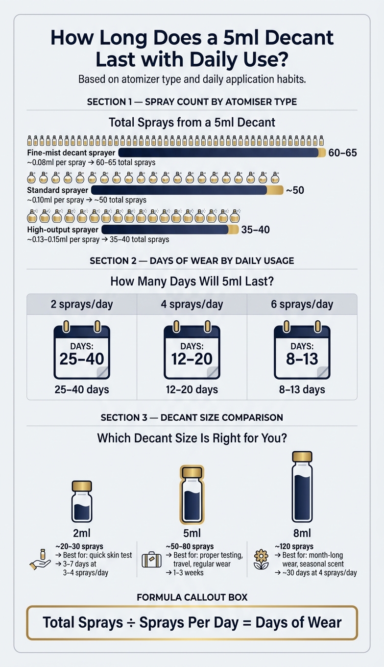 How Long Does a 5ml Decant Last? Spray Count & Daily Use Guide