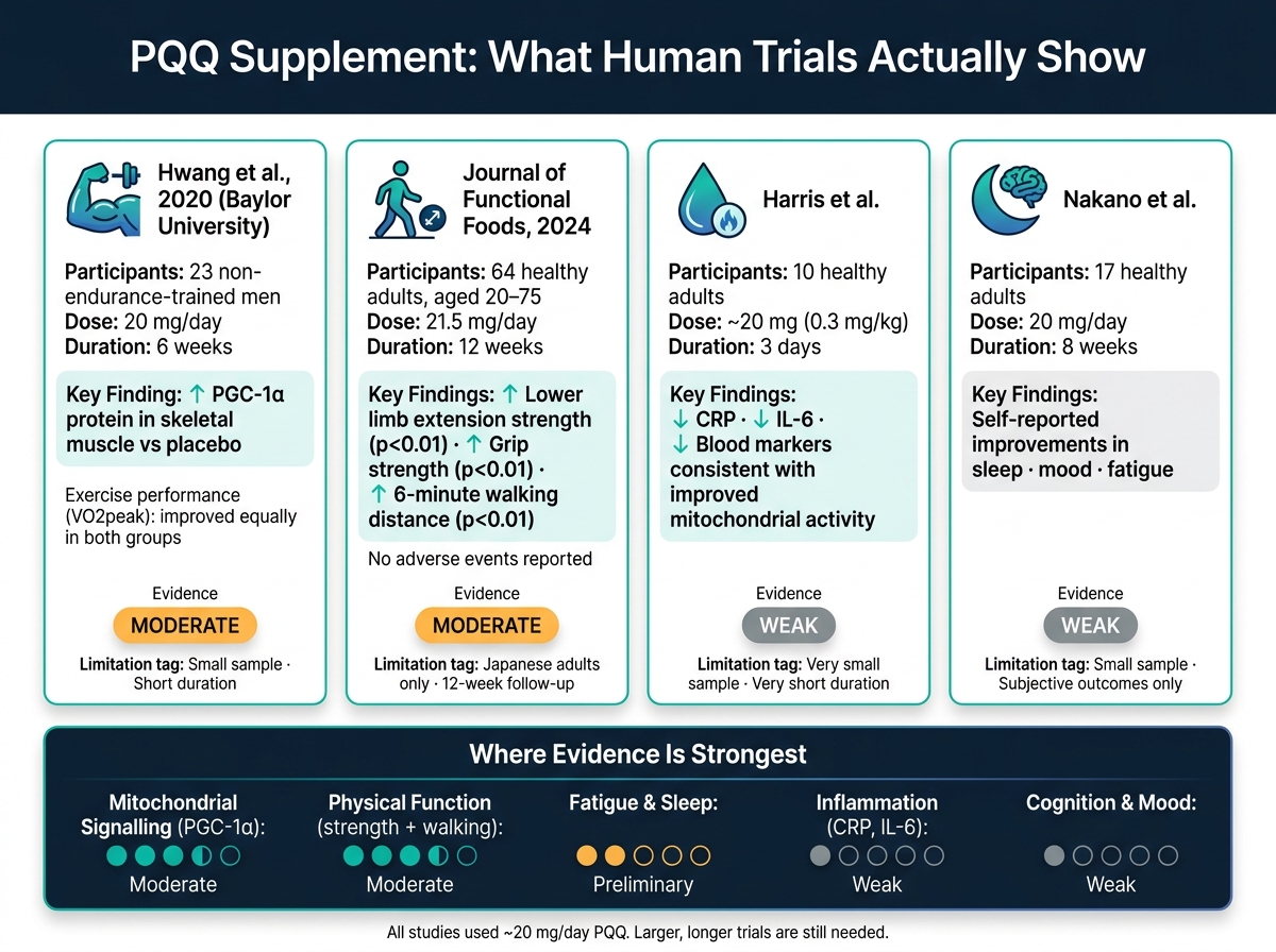 PQQ Supplement: Human Clinical Trial Evidence Summary