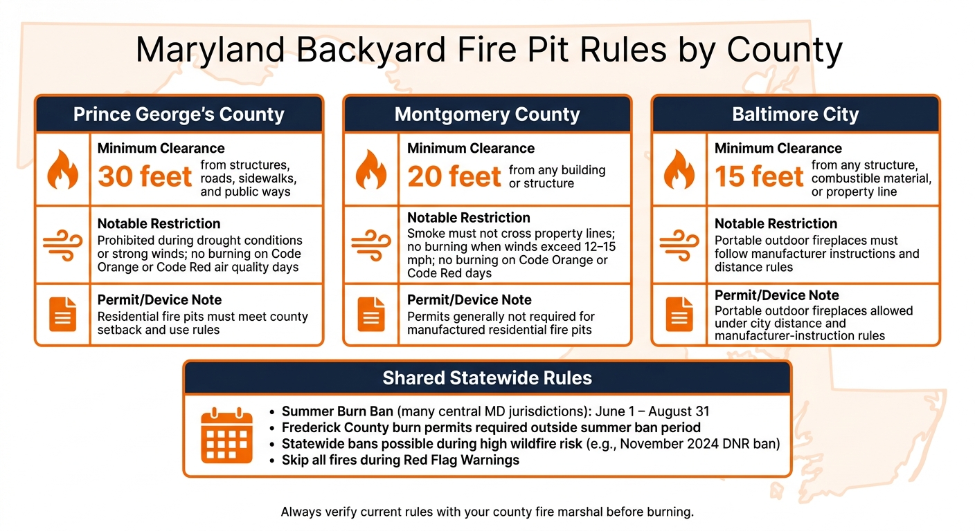 Maryland Backyard Fire Pit Rules by County: Clearances & Restrictions