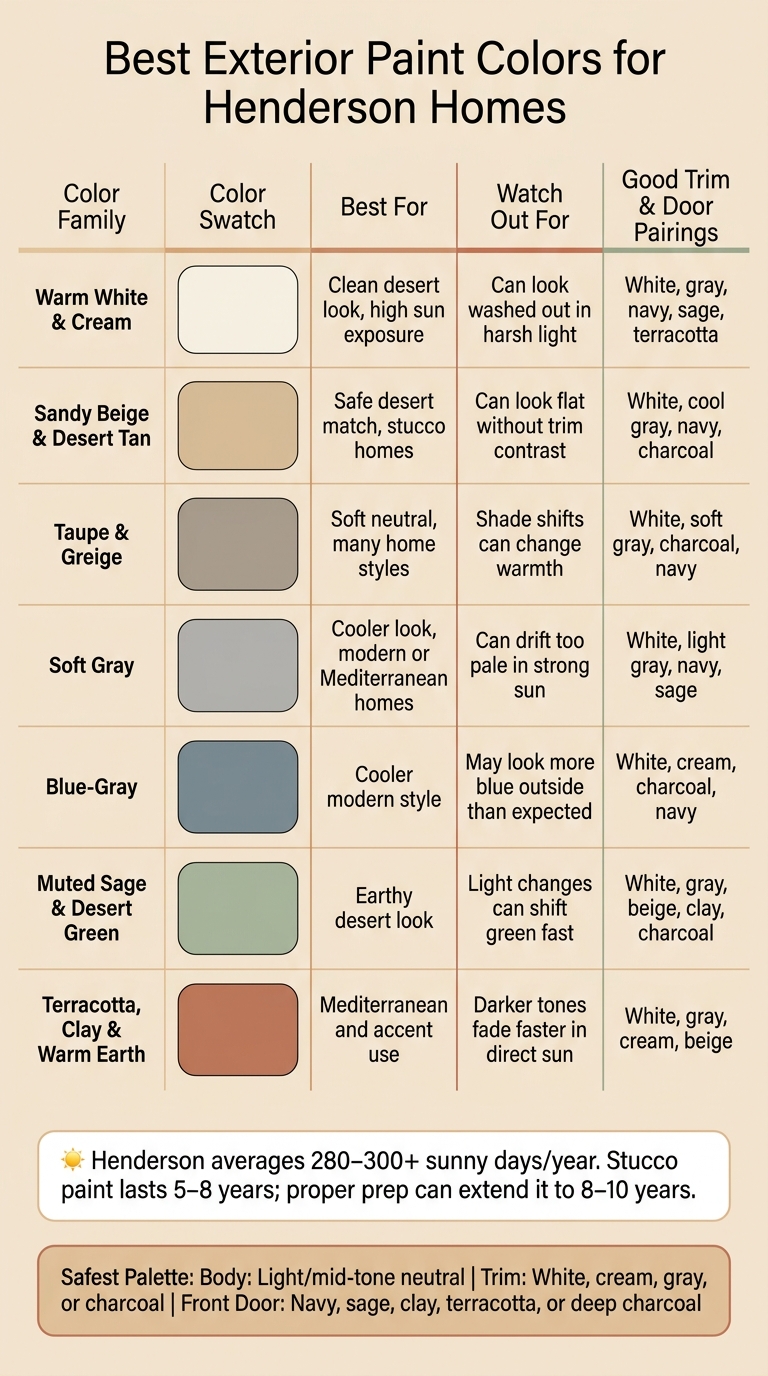 Best Exterior Paint Colors for Henderson Homes: Quick Comparison Guide