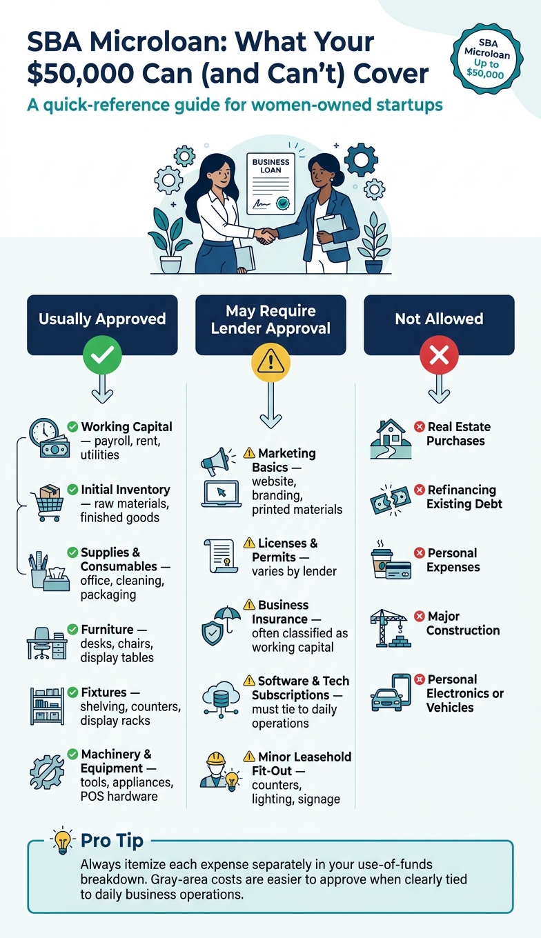 SBA Microloan Eligible vs. Ineligible Startup Costs